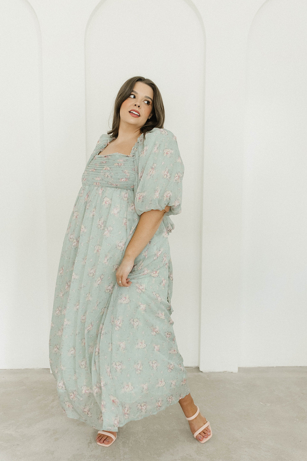 Melody Maxi Dress - Turquoise Floral Print, Bump Friendly & Inclusive Sizing (S-3XL) | Perfect for Maternity, Beach Vacations & Summer Weddings