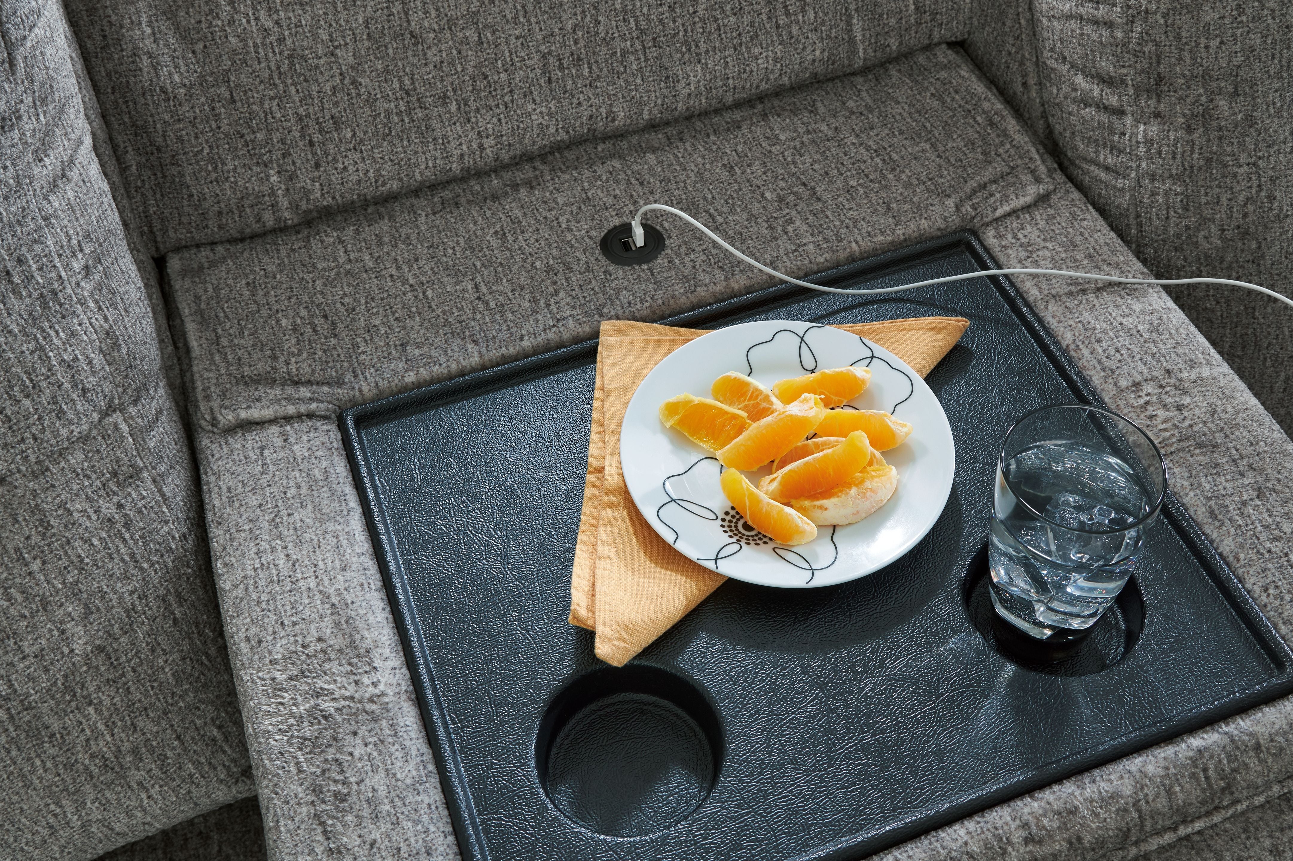 Bindura Mineral Sofa with Drop Down Table - Modern Convertible Sectional Couch for Small Spaces, Living Room, and Home Office
