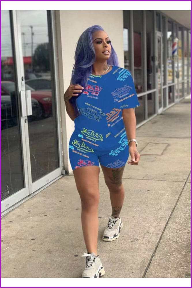 Lovevop Casual Letter Print T-Shirt and Shorts Set FW5943 - Stylish Outfit for Summer, Travel, and Everyday Wear
