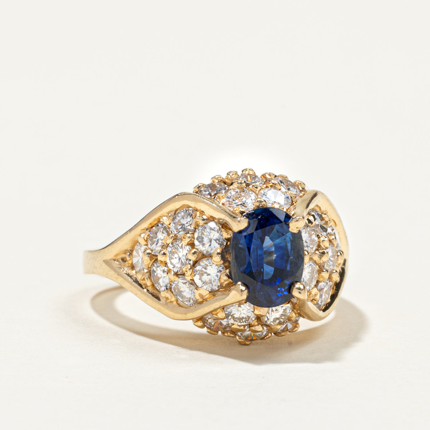 1.14ct Sapphire & Diamond Cluster Dome Ring - 1.43ctw Size 5.75 | Elegant Wedding, Engagement & Anniversary Jewelry Gift for Women
