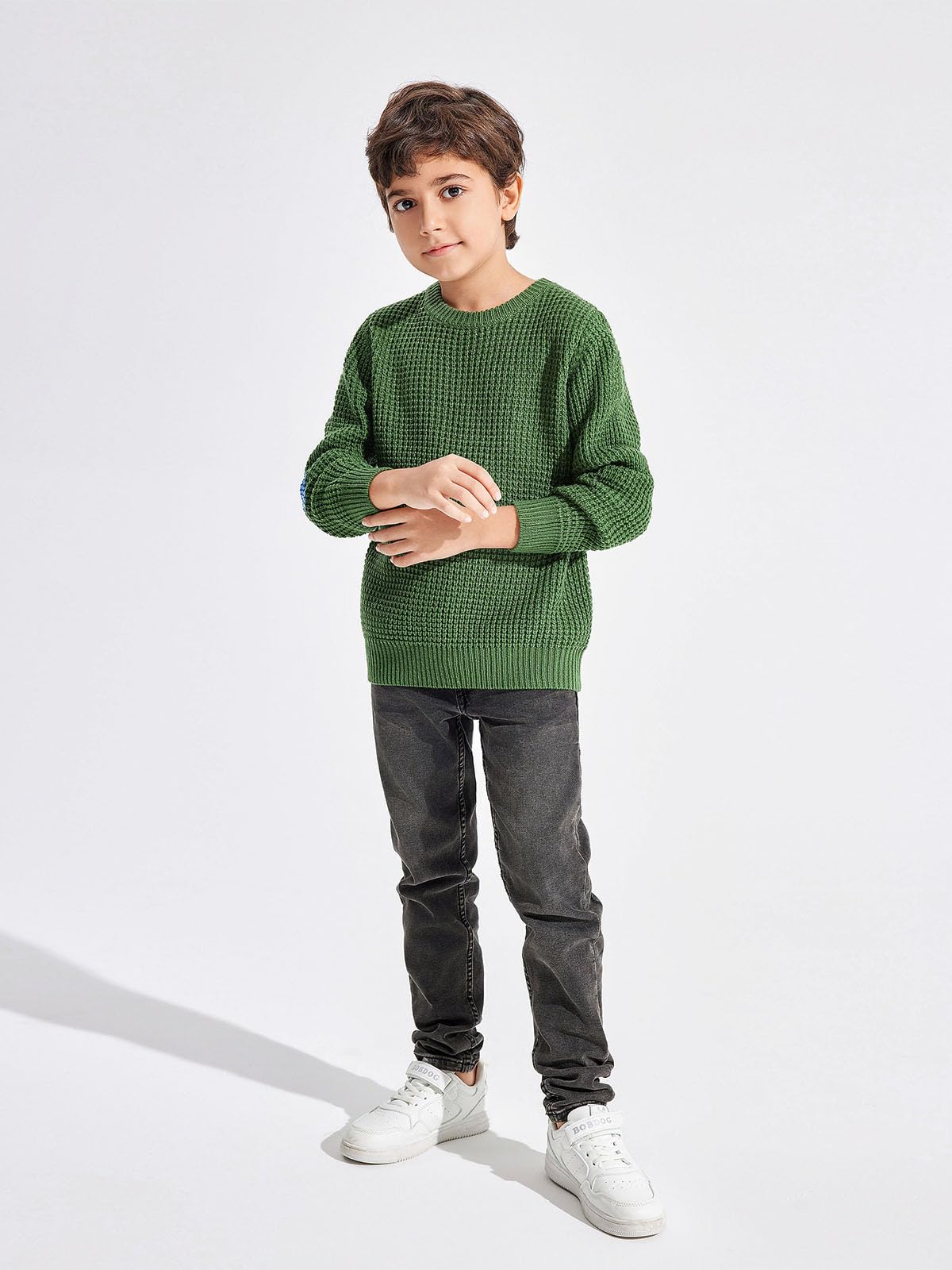 Haloumoning Boys Casual Pullover Sweaters - Kids Chunky Knit Crewneck Jumper Tops for Ages 4-14 Years - Warm Winter Wear for School & Playtime