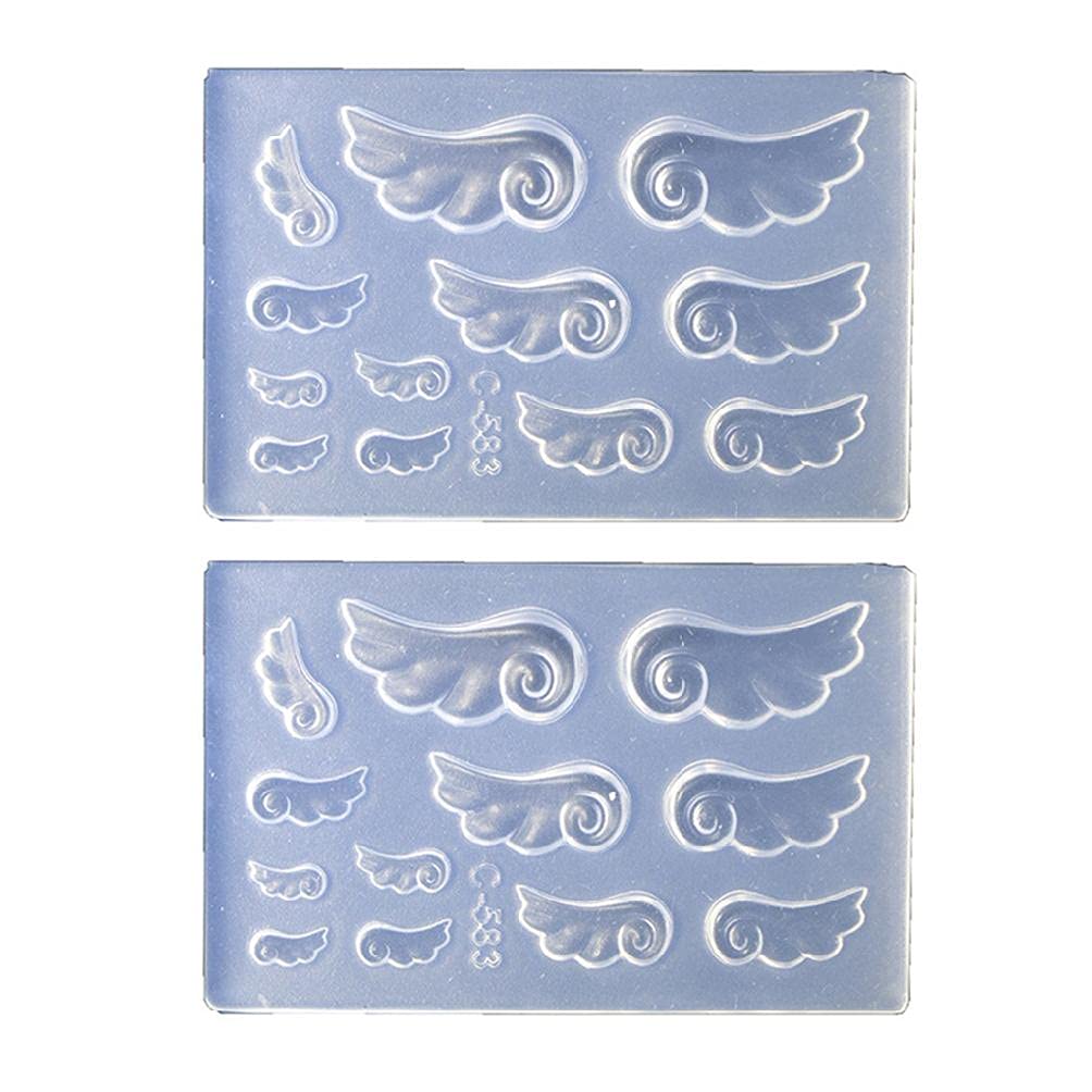 2 Pack Angel Wing Epoxy Resin Molds - Silicone DIY Jewelry Making Kit for Nail Art, Pendants & Craft Decorations - Perfect for UV Resin Casting, DIY Gifts & Home Decor Projects