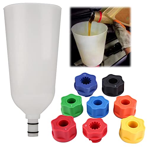 Qiilu 10Pcs Universal Car Oil Funnel Kit - Engine Oil Filler Funnel Set with Swivel Offset Extension Tube & Adapters for Easy DIY Auto Maintenance, Motorcycle & Lawn Mower Fluid Changes