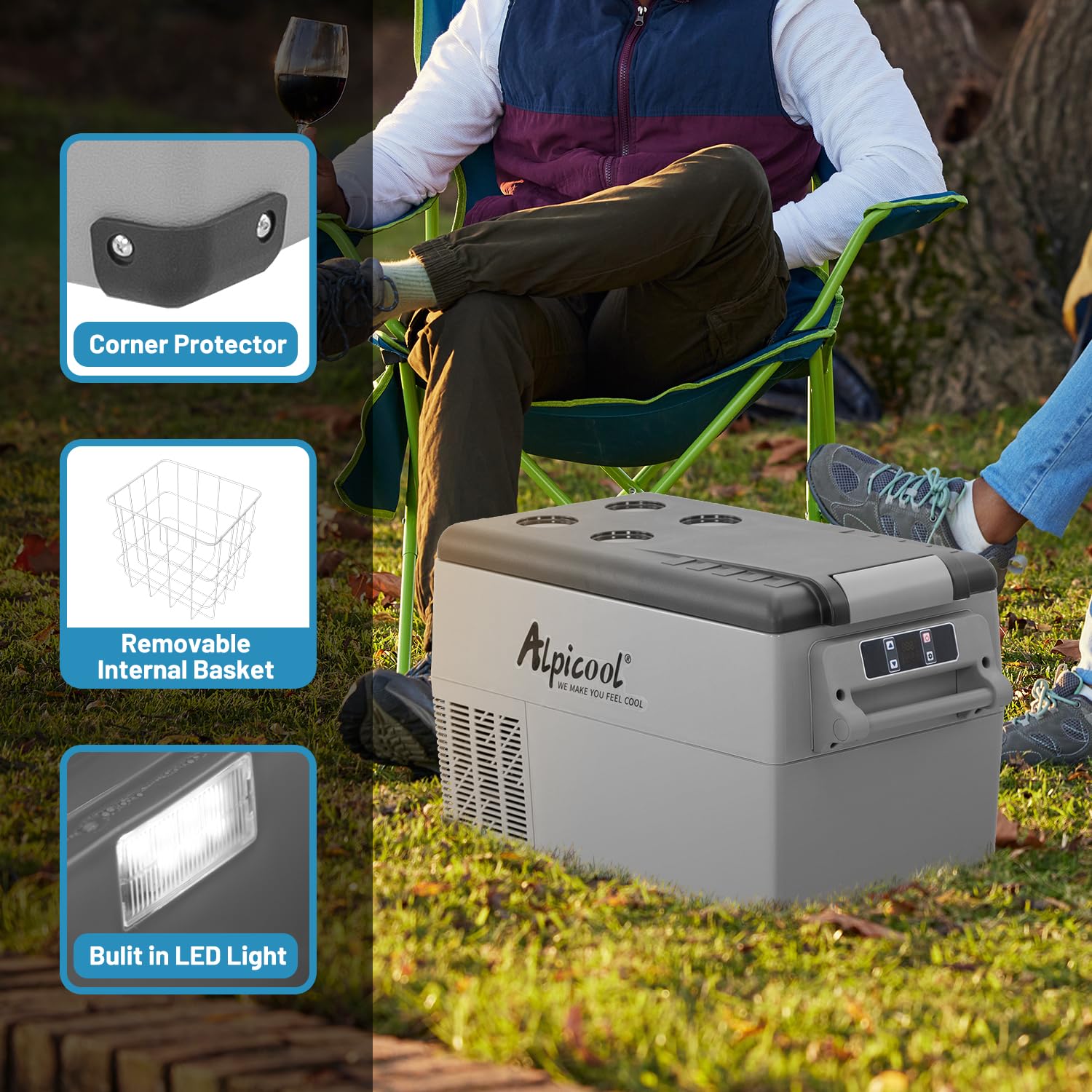 Alpicool CF45 12V Portable Car Refrigerator Freezer - 42 Quart (40L) Fast Cooling, Dual Power (12/24V DC & 100-240V AC), Temperature Range -4°F to 68°F - Perfect for Camping, RV, Truck & Outdoor Adventures