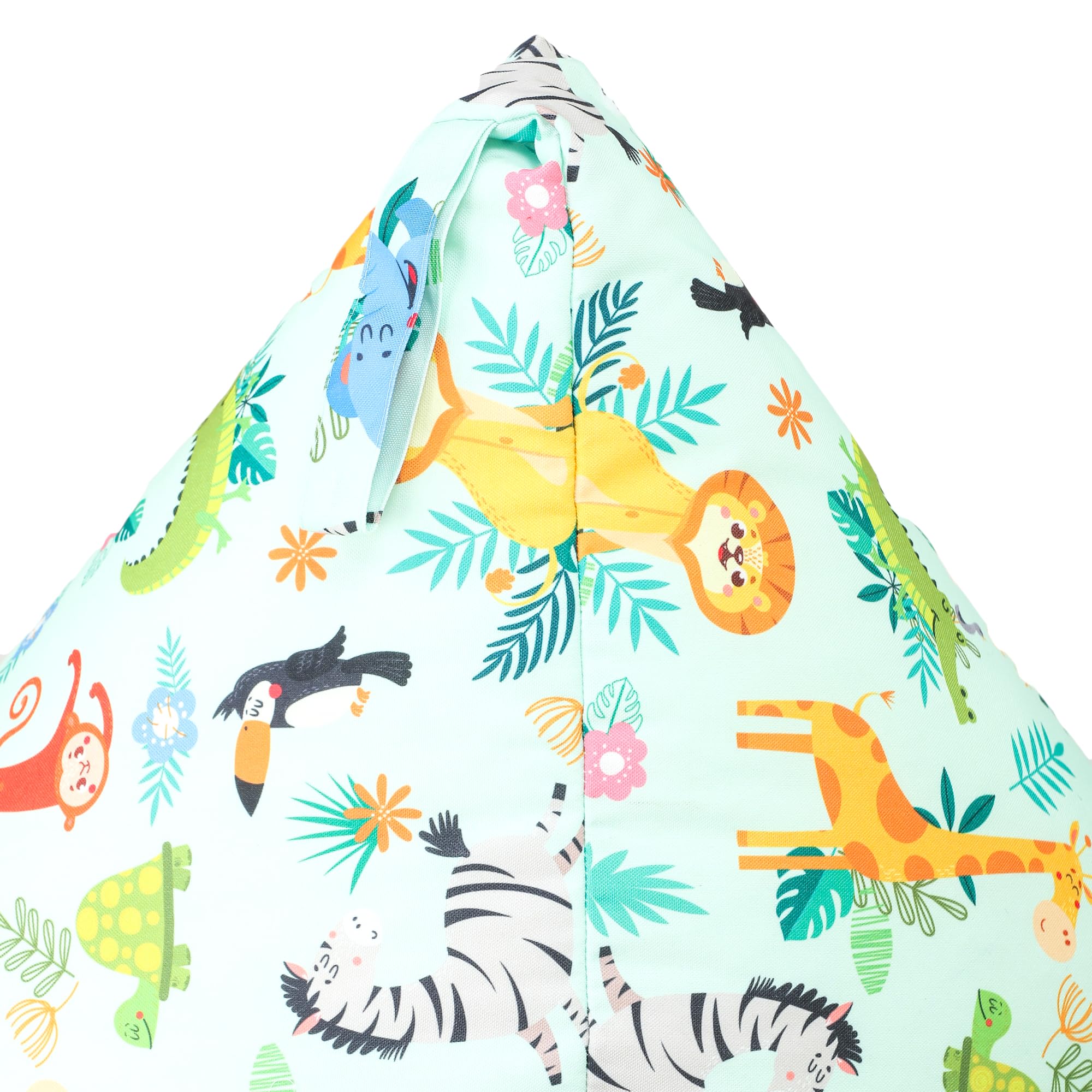 SATTVA Kids Triangle Canvas Bean Bag Cover - No Filling, Ultra Soft Zippered Stuffed Animal & Toy Storage Organizer for Teens & Adults (Animal Print) - Perfect for Playrooms, Dorm Rooms & Cozy Reading Nooks