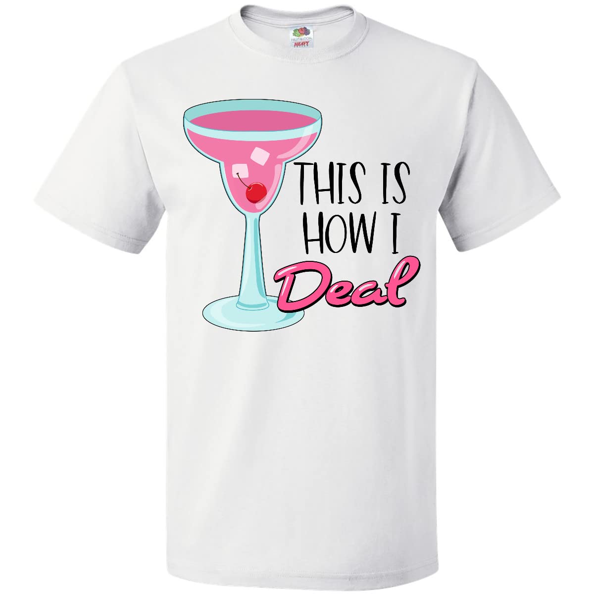 Inktastic Women's Pink Margarita Drink with Cherry Graphic T-Shirt - Funny Casual Tee for Parties, Girls Night Out & Summer Outfits