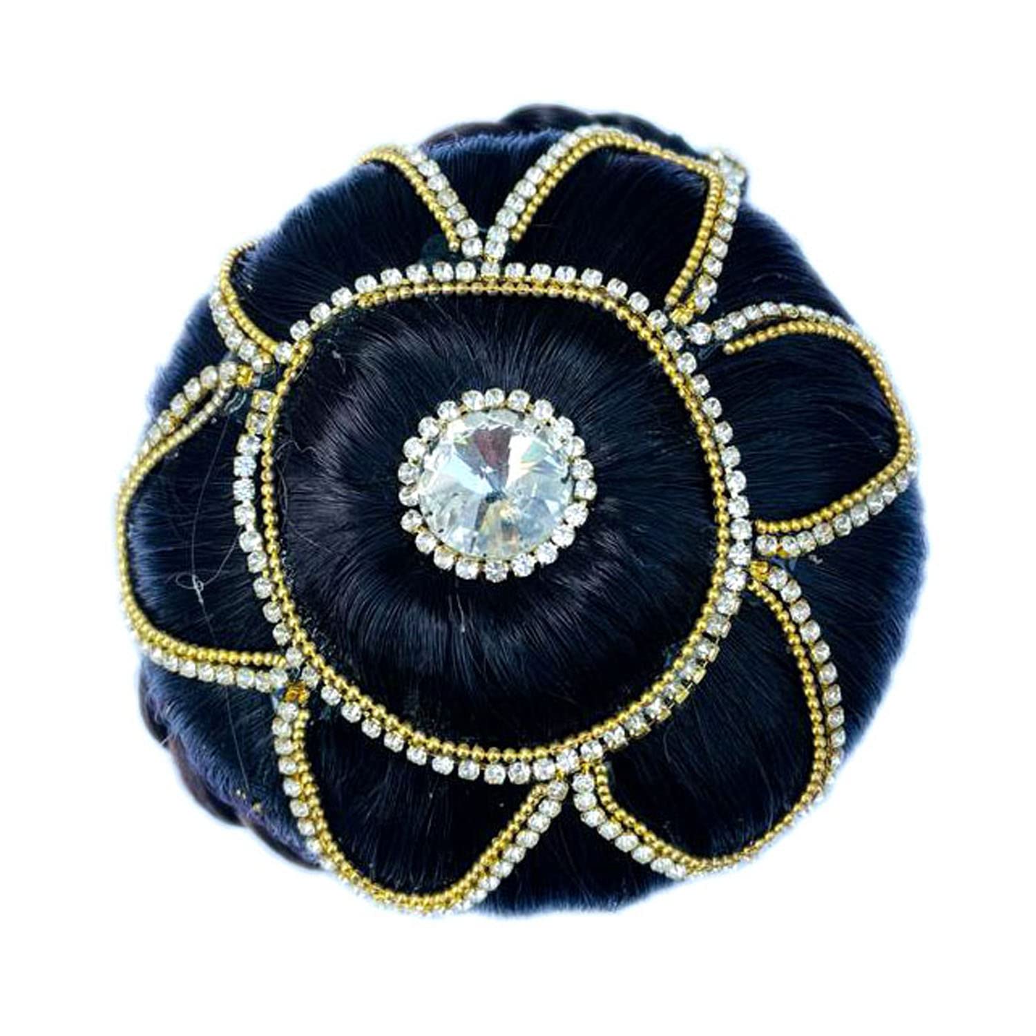 GuruEmbellish Black Stone Design Juda Bun Hair Extension for Women & Girls – Perfect for Weddings, Parties & Special Occasions