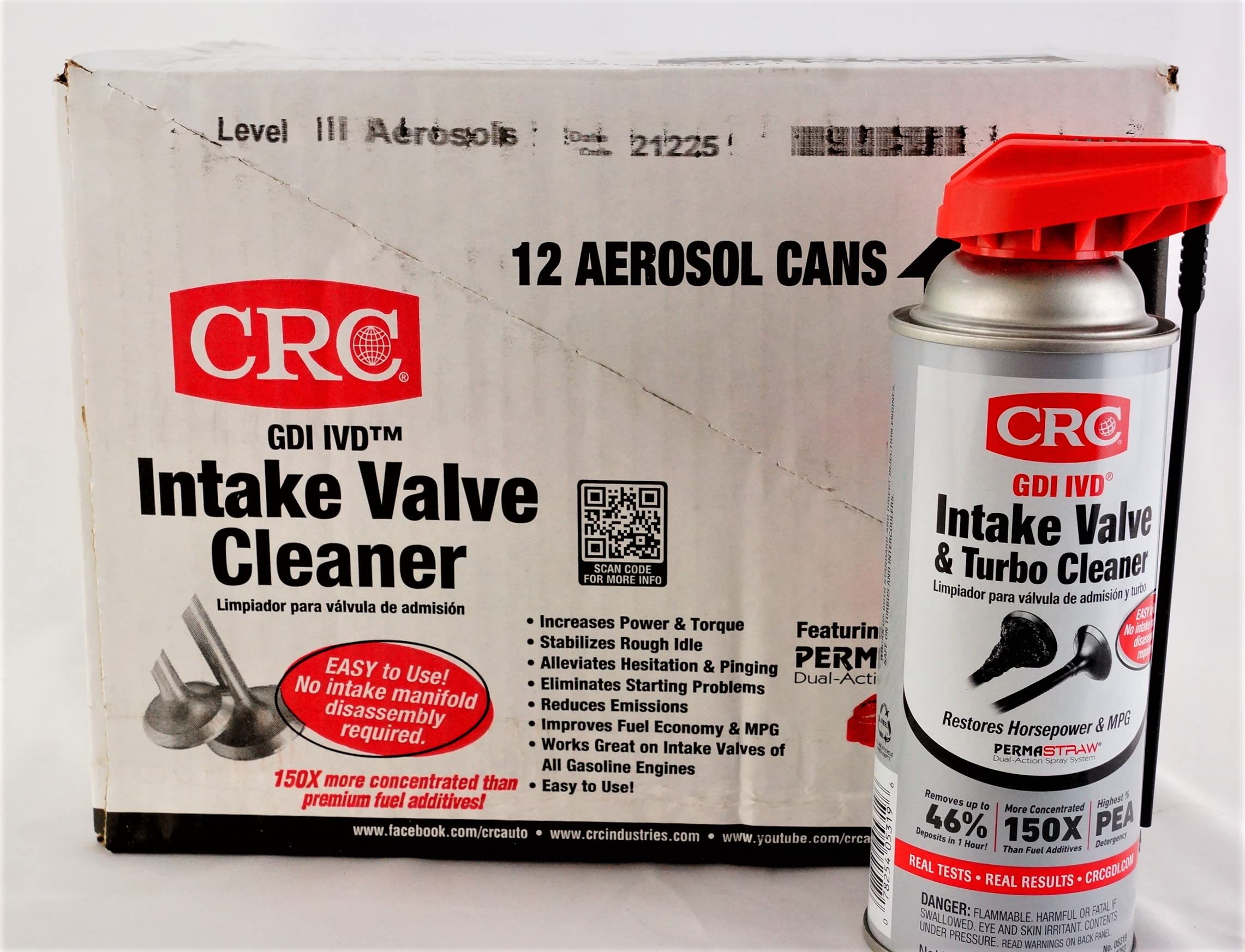 CRC 05319-12PK Intake Valve Cleaner (12 Pack, 11 Oz Each) - Professional Engine Carbon Remover for Cars, Trucks & Motorcycles - Restores Performance & Fuel Efficiency