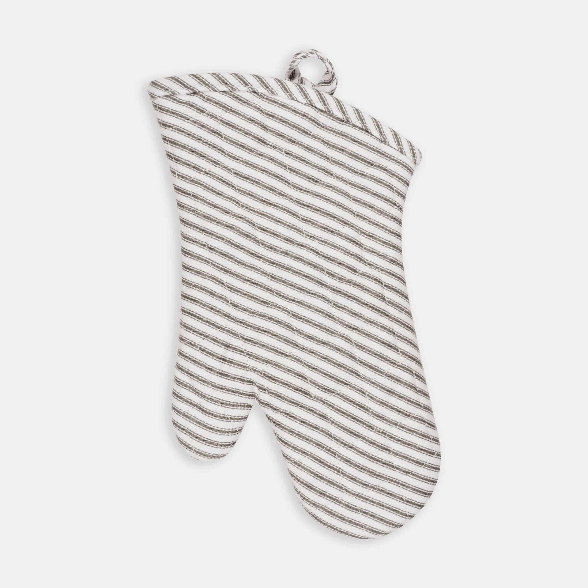 Heat Resistant Metro Stripe Oven Mitt - Pewter Gray Kitchen Glove for Baking, Grilling & Cooking - Perfect for Hot Pans, Baking Sheets & BBQ