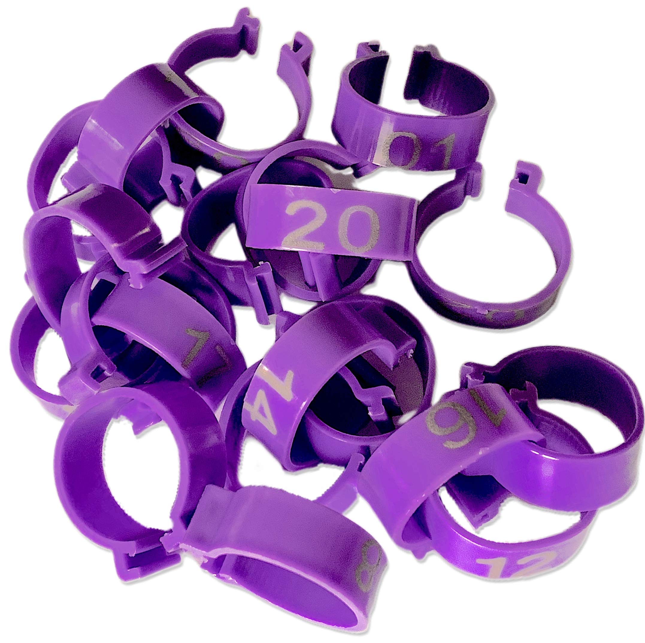 20 Pack Numbered Chicken Leg Rings - 1/2