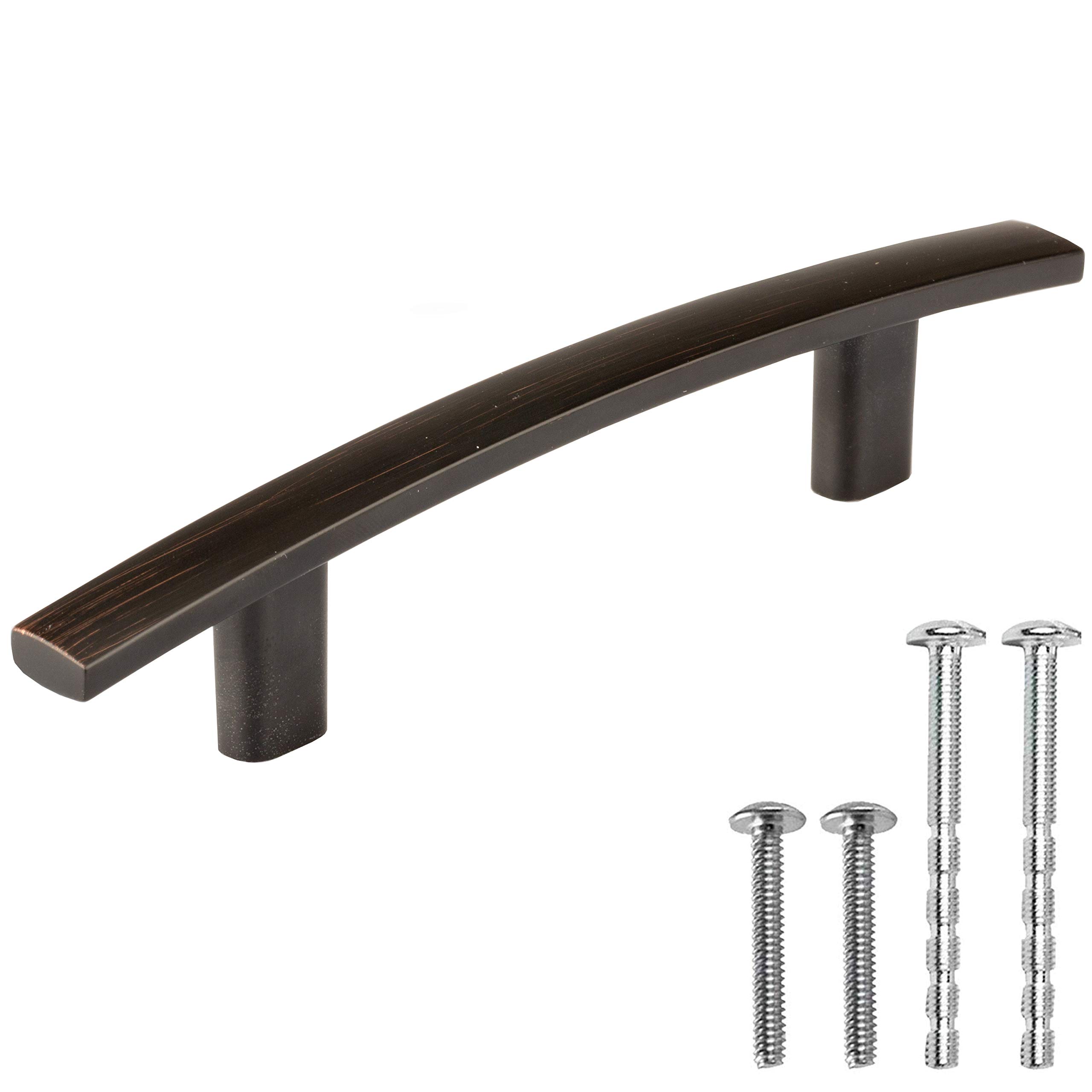 Ilyapa Oil Rubbed Bronze Kitchen Cabinet Handles - 3 Inch Center to Center Curved Bar Pulls - 10 Pack Cabinet Hardware for Modern Kitchens, Bathrooms & Furniture Drawers