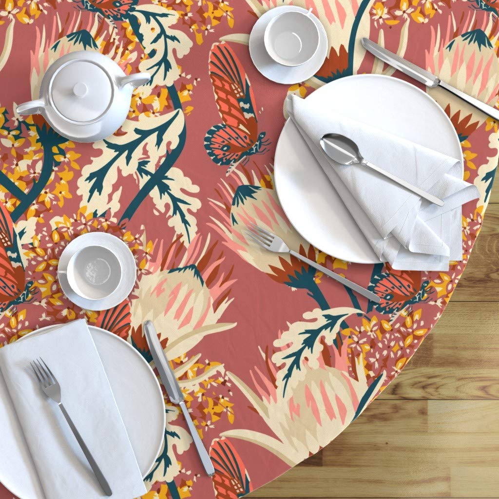 Butterfly Floral Cotton Sateen Tablecloth 70