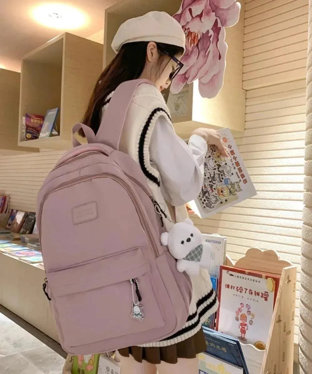 Stylish Waterproof Women's College Backpack for School, Travel & Outdoor Activities - Lightweight Laptop Bag with USB Charging Port