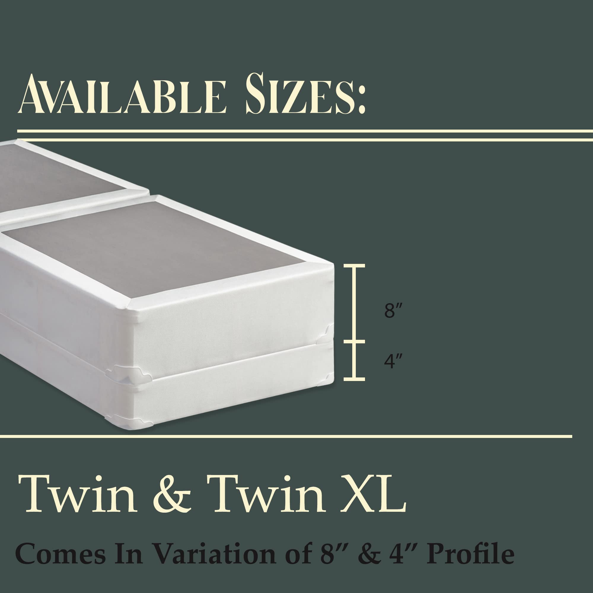 Sturdy Wood Split Traditional Box Spring Foundation for Mattress Set - Twin Size, Black | Bed Frame Support for Enhanced Comfort & Durability | Perfect for Guest Rooms, Dorms & Home Use