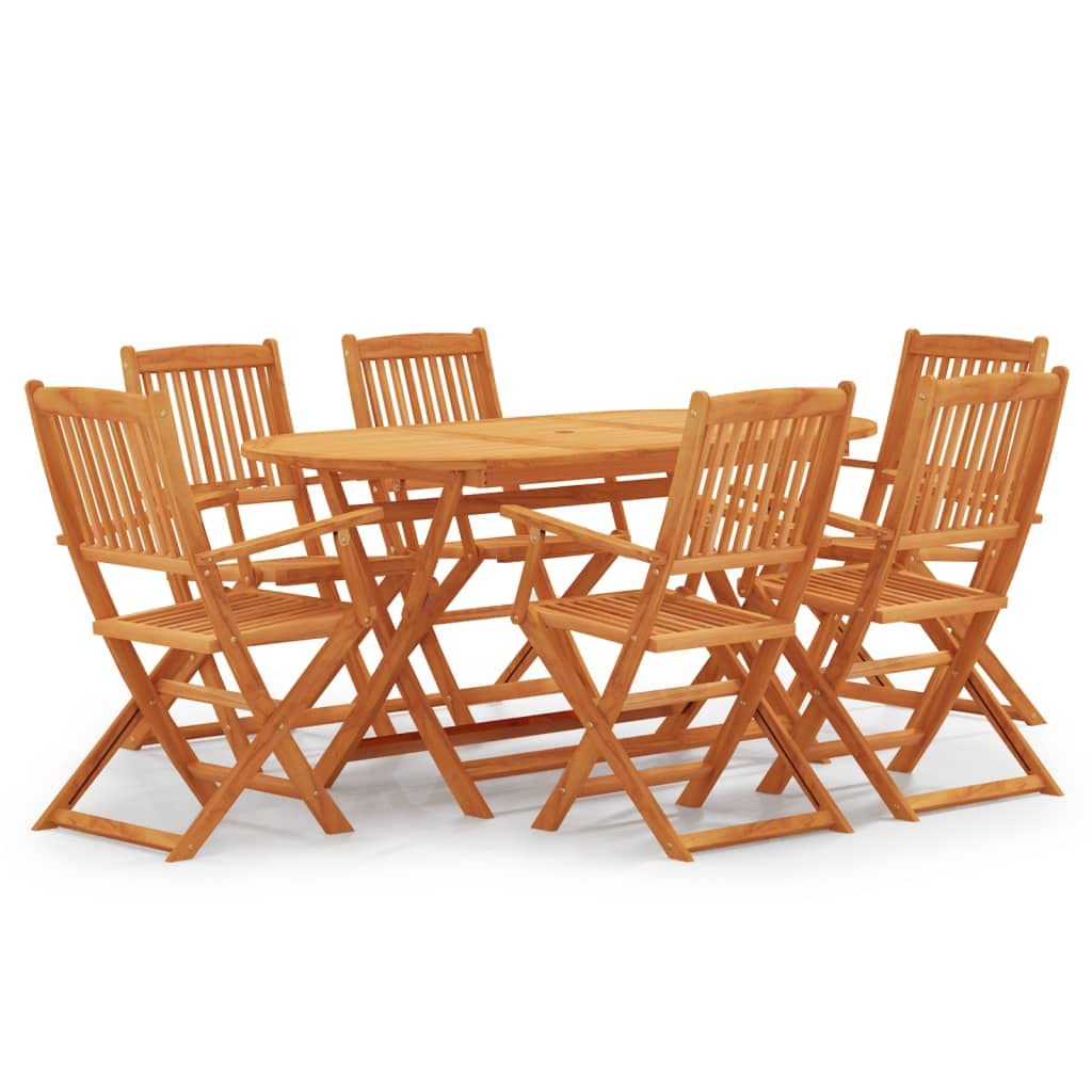 7-Piece Folding Outdoor Dining Set - Patio Furniture with Solid Eucalyptus Wood - Perfect for Backyard, Garden, Porch, Balcony, Poolside & Lawn - Ideal for Outdoor Entertaining & Relaxation