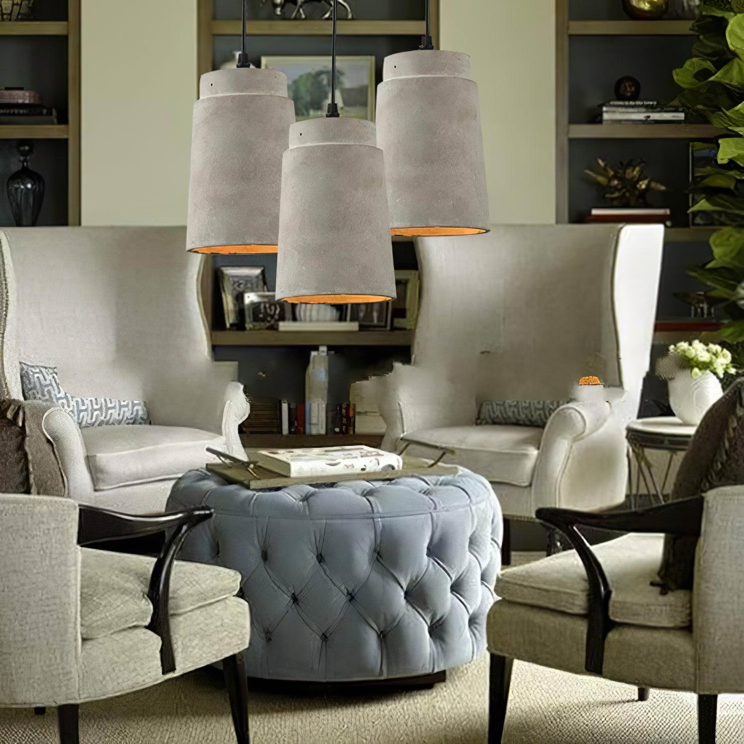 Georgia Cement Pendant Light - Industrial Modern Ceiling Fixture for Kitchen Island, Dining Room & Bedroom Lighting