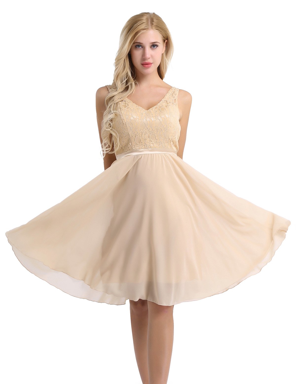 YiZYiF Women's Lace Chiffon A-Line Short Mini Dress for Prom, Wedding & Bridesmaid | Elegant Formal Party Cocktail Attire