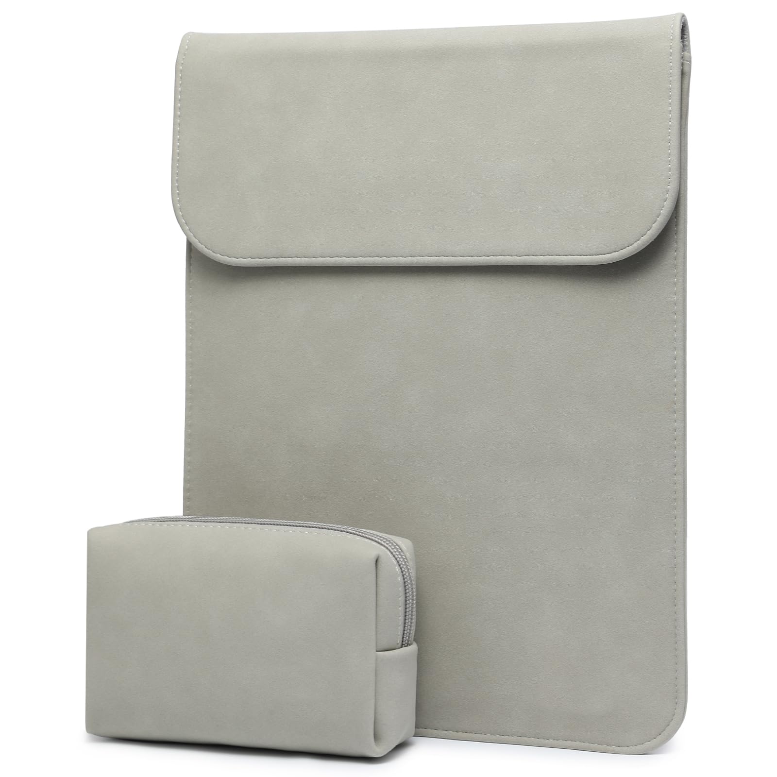 Premium 15-16 Inch Laptop Sleeve for MacBook Pro 16 (M4/M3/M2/M1 Pro/Max 2025-2019) & 15-Inch Models (2015-2012) | Faux Suede Leather Protective Case with Accessory Pouch | Fits MacBook Pro A3403 A3186 A2991 A2780 A1398 & Dell XPS 15 | Light Grey | Ideal for Work, Travel & School
