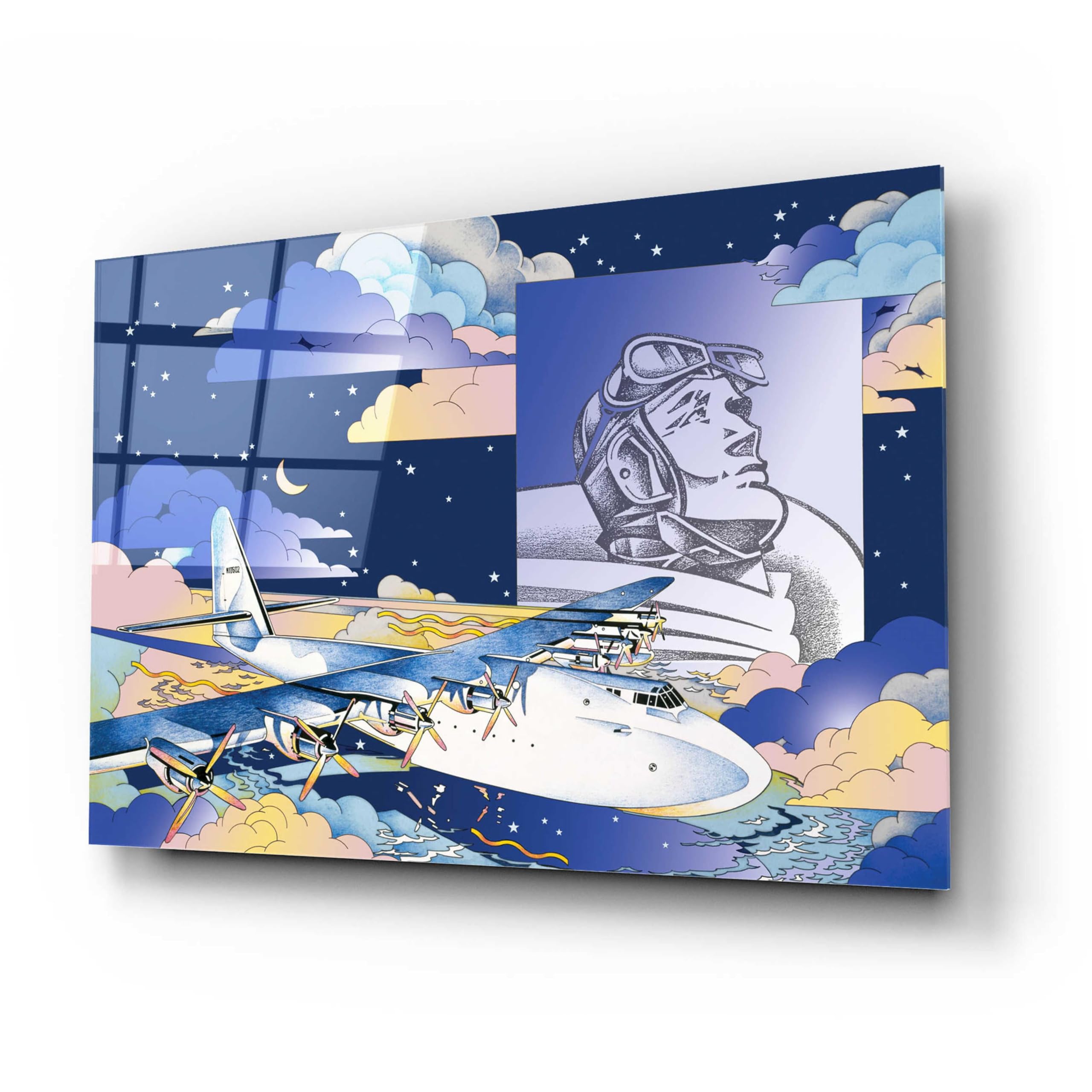 Epic 'Spruce Goose' Aviation Art Print by David Chestnutt - 24x16 Inch Acrylic Glass Wall Decor - Perfect for Home Office, Living Room & Man Cave Decor