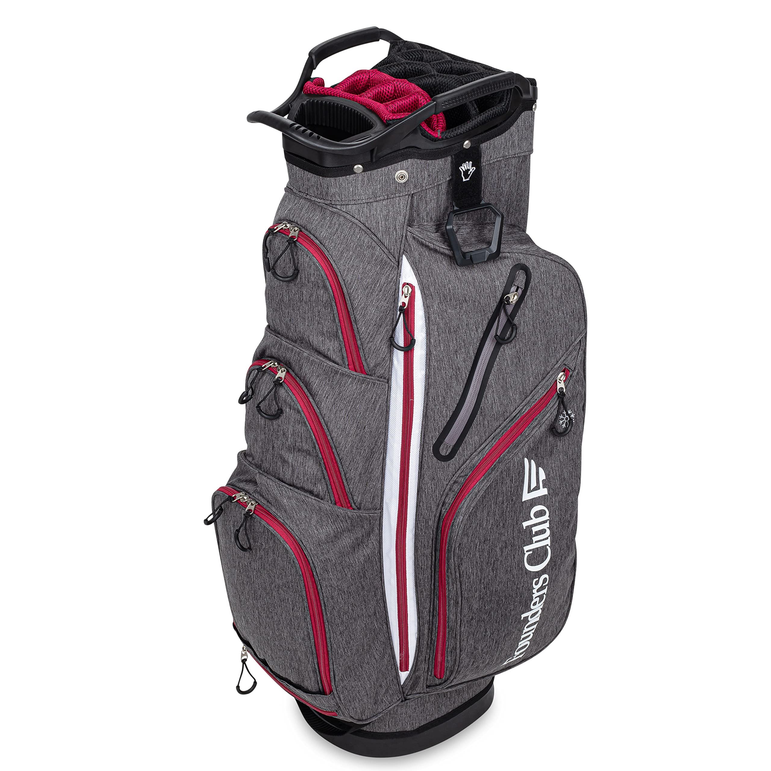 Founders Club Franklin Golf Push Cart Bag - Lightweight 15-Way Divider with Full Rain Cover - Secure Push Cart Base & External Putter Tube - Perfect for Golf Course & Driving Range - Embroidery Panel for Personalization