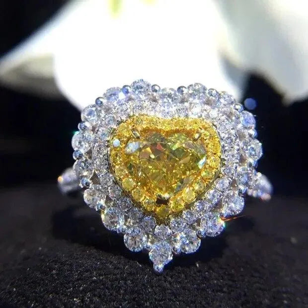 18K Gold Diamond Ring for Women - Natural Gemstone Engagement Wedding Band - Elegant Classic Fine Jewelry Gift for Anniversary, Valentine's Day & Special Occasions