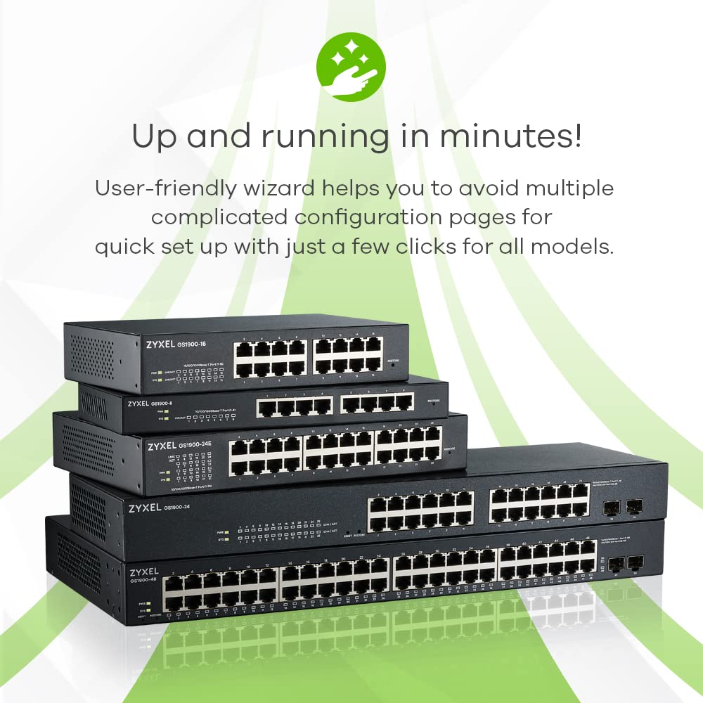Zyxel GS1900-24EP 24-Port Gigabit Smart Managed PoE+ Switch with 12x PoE+ Ports @130W, Rack Mountable - Ideal for Office Networks, IP Camera Systems & VoIP Phone Setups