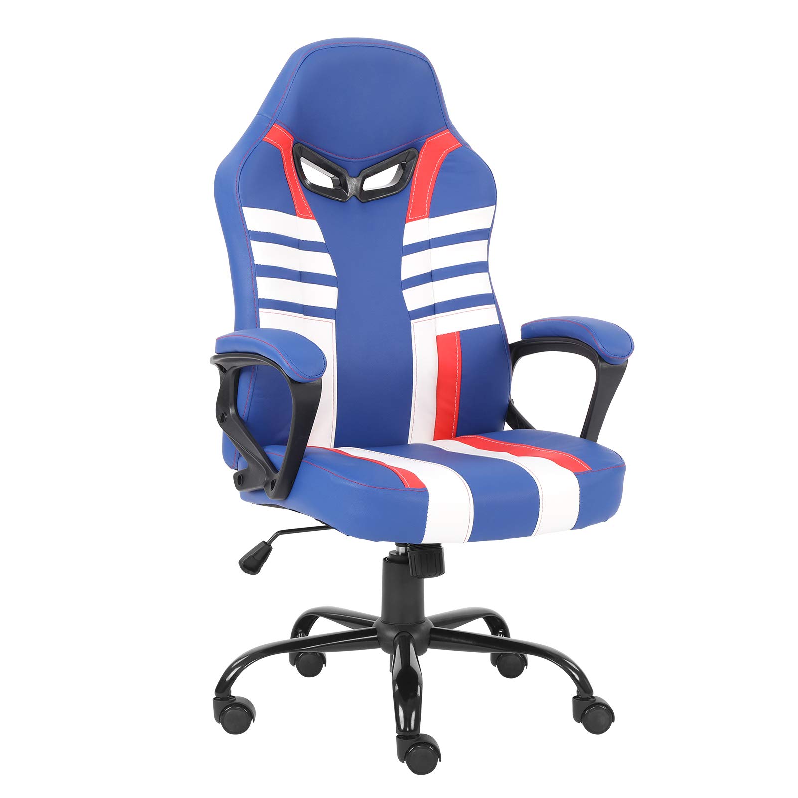 Modern-Depo Ergonomic Gaming Chair for Teens & Juniors - High Back Swivel Racing Computer Chair with Adjustable Height & Soft Padded Armrests (Blue/White) - Perfect for Esports, Streaming & Home Office Setup