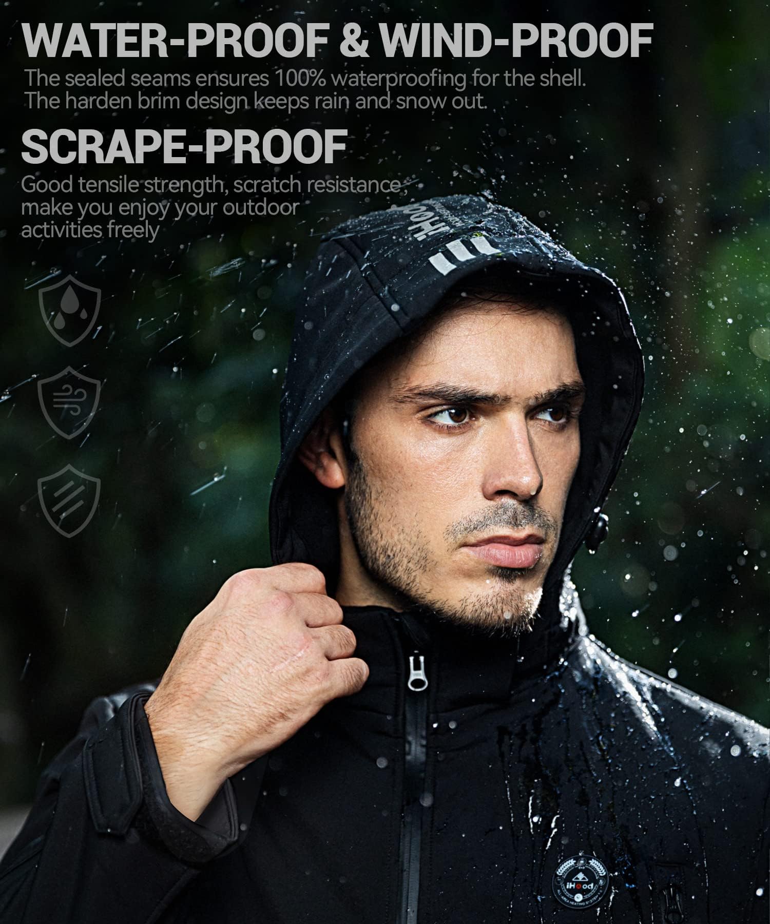 Heated Jacket for Men with Detachable Hood - Waterproof Winter Coat with Battery Pack - Perfect for Outdoor Activities, Skiing, Hiking & Cold Weather Commutes