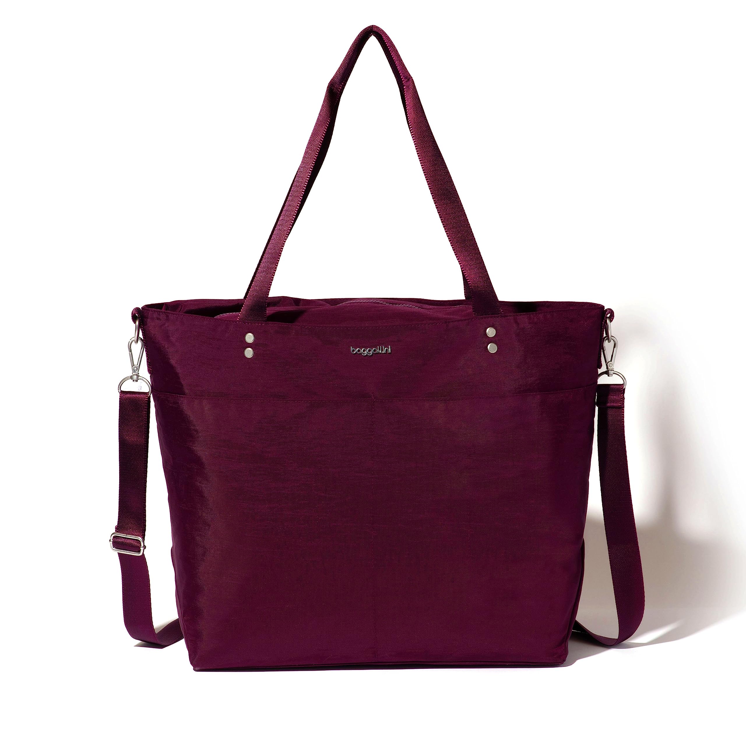 Stylish Large Nylon Tote Bag for Women - Lightweight Carryall Weekender with Zipper Top & Luggage Sleeve - Perfect for Travel, Beach, Work & Gym Essentials