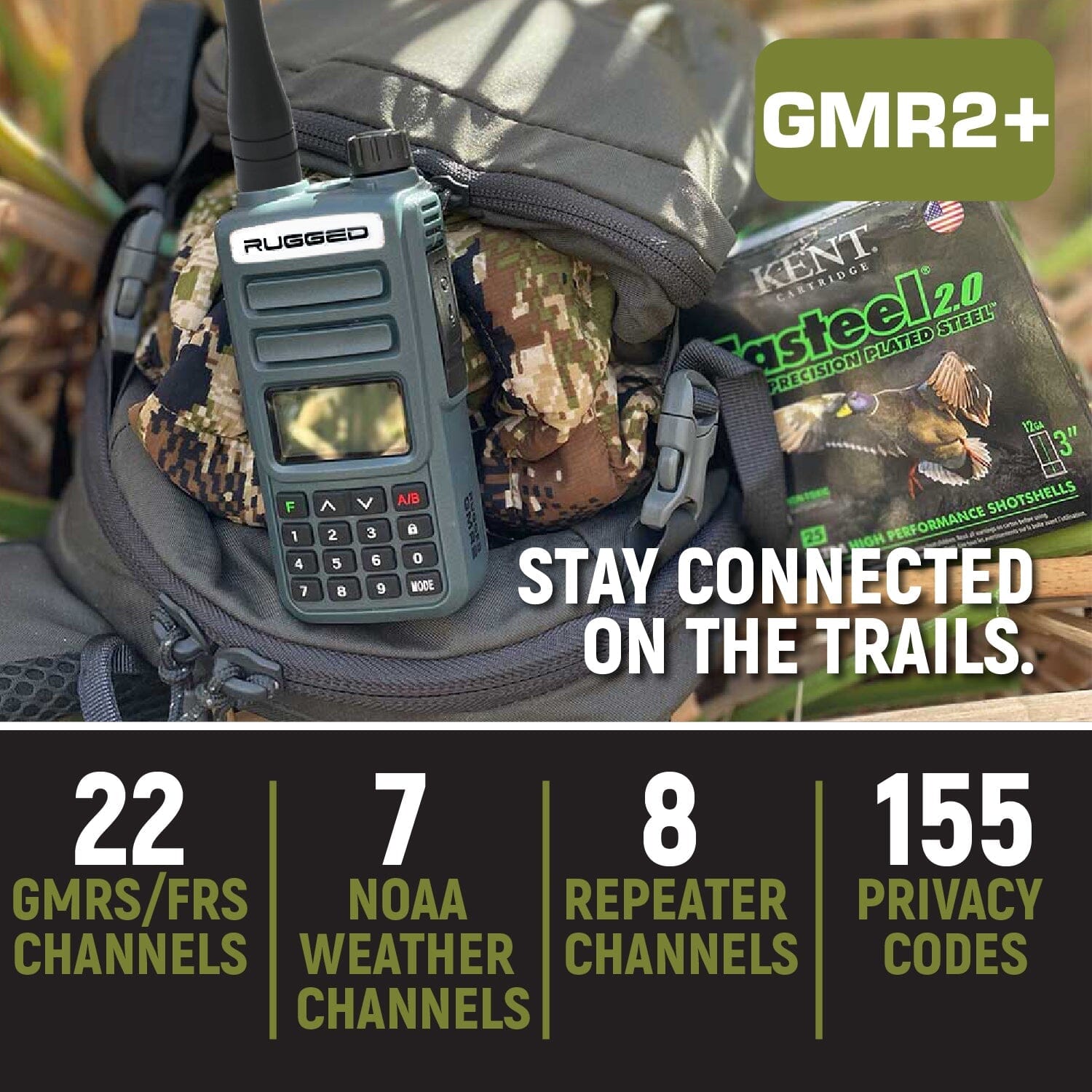 2 Pack Rugged GMR2 PLUS GMRS/FRS Two-Way Handheld Radios - Long Range Walkie Talkies for Outdoor Adventures, Camping, Hiking & Emergency Communication