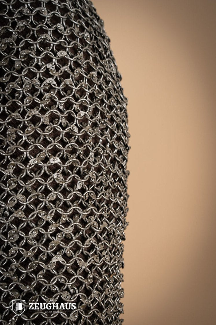 Chainmail Haubergeon - 10mm Riveted Round Ring Steel Armor - Medieval Battle Reenactment & LARP Costume