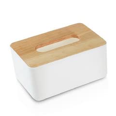 2Pcs Wooden Tissue Box Cover - Rectangular Removable Tissue Holder for Bathroom Vanity, Bedroom Dresser, Nightstand & Desk - Natural White Wood Storage Organizer - Perfect for Home, Office & Guest Room Decor