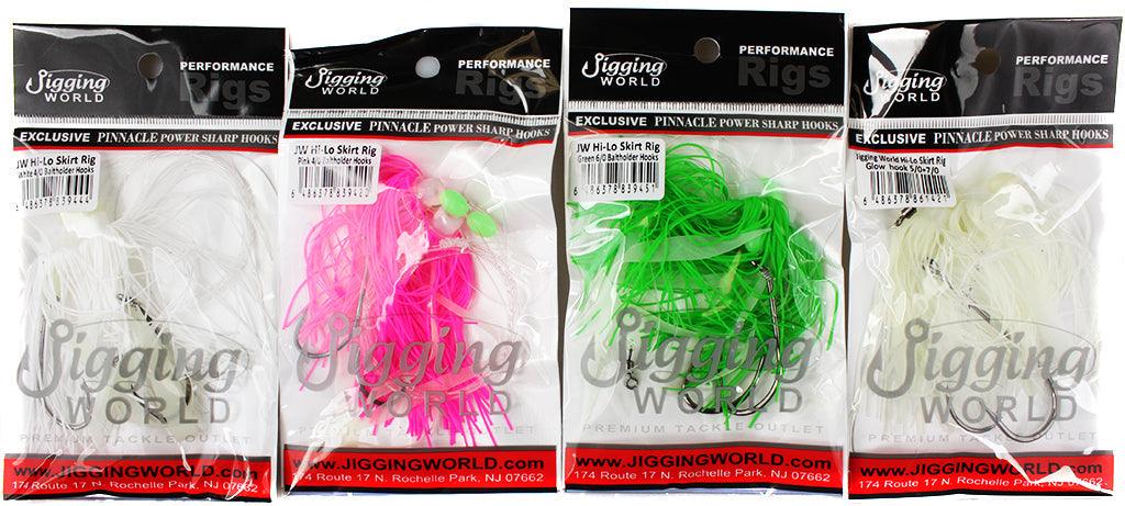 Jigging World Hi Lo Silicone Skirt Rigs - Saltwater Fishing Lures for Fluke, Sea Bass & Stripers - Perfect for Offshore & Inshore Fishing Trips