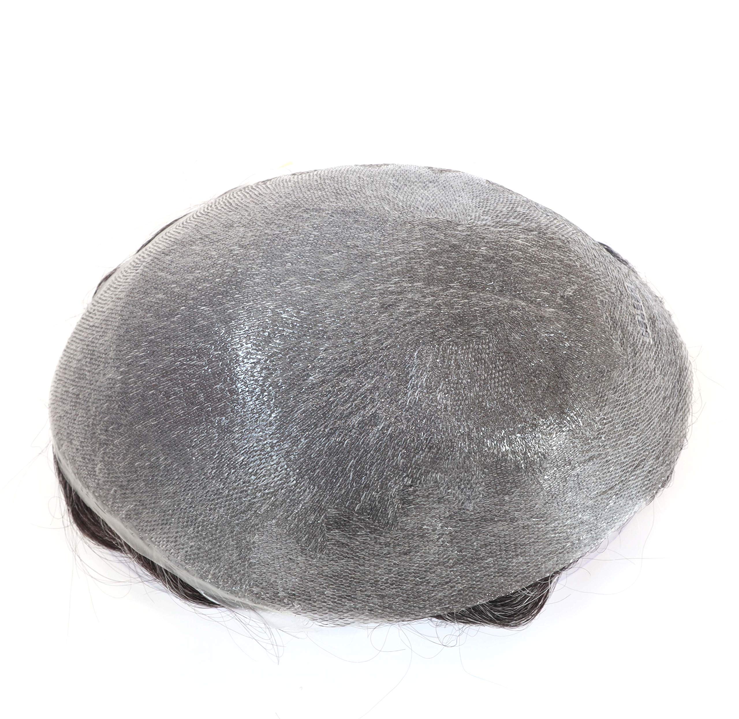 100% Human Hair Toupee for Men - Undetectable Ultra Thin Skin V-Looped Hair System #1B10 - Natural Look for Daily Wear & Special Occasions