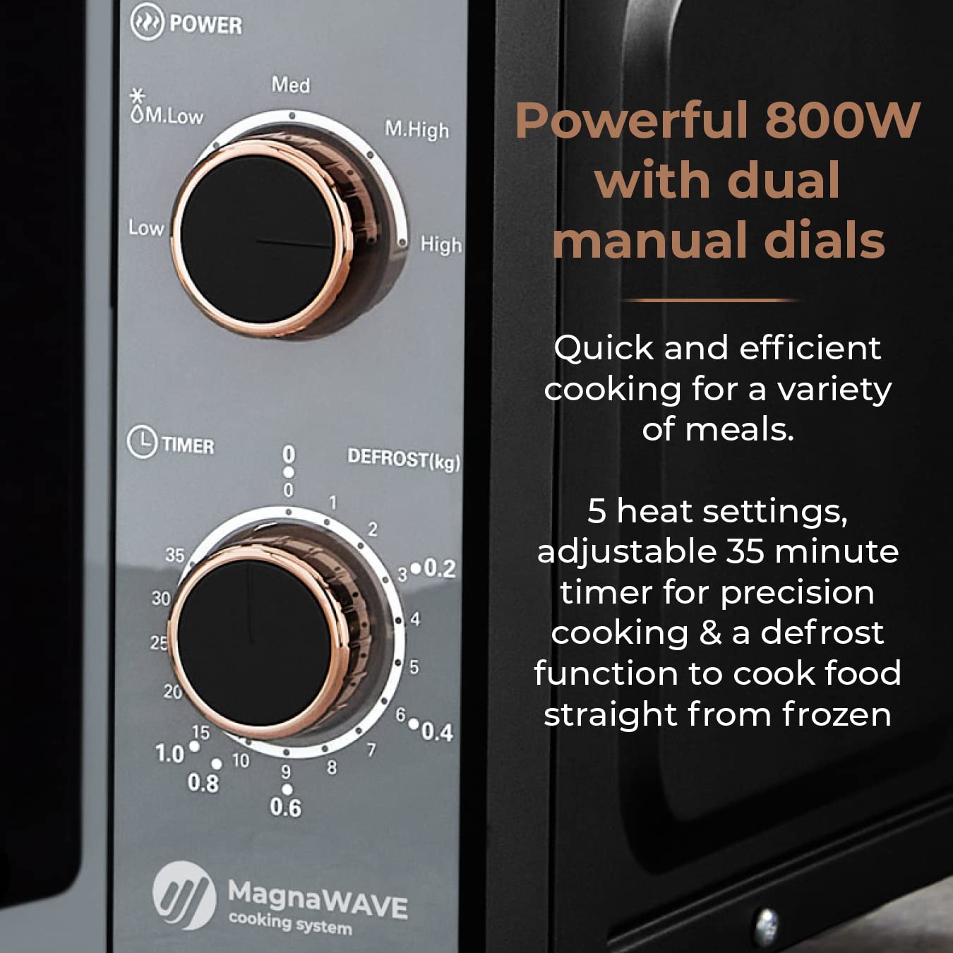 Premium Tower Cavaletto Black & Rose Gold 7-Piece Kitchen Set - Pyramid Kettle, 4-Slice Toaster, Microwave, Bread Bin & 3 Canisters for Tea, Coffee & Sugar | Stylish Modern Kitchen Essentials for Small Spaces & Apartments