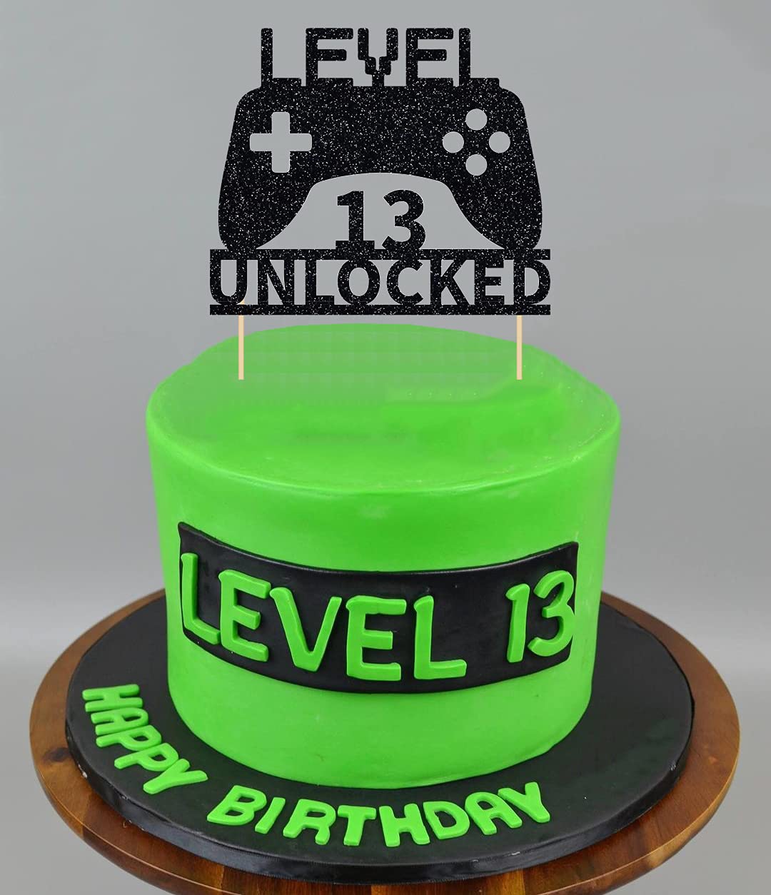 Level 13 Unlocked Cake Topper - Video Game Controller Birthday Decoration for 13th Birthday Parties | Perfect for Gaming Themed Cakes and Celebrations