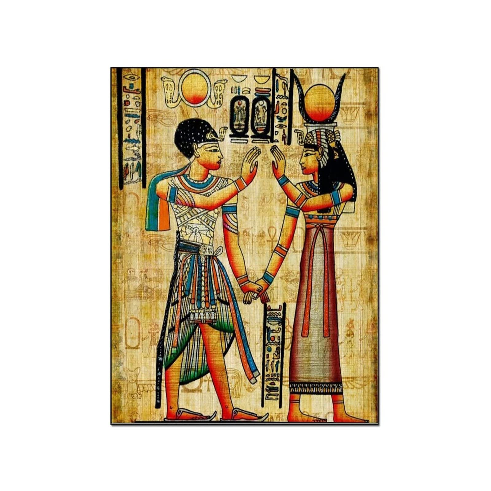 Ancient Egyptian Pharaohs & Queens Canvas Wall Art - Vintage Egyptian Mural Poster Print for Home Decor, Living Room & Bedroom Wall Art Pictures (20
