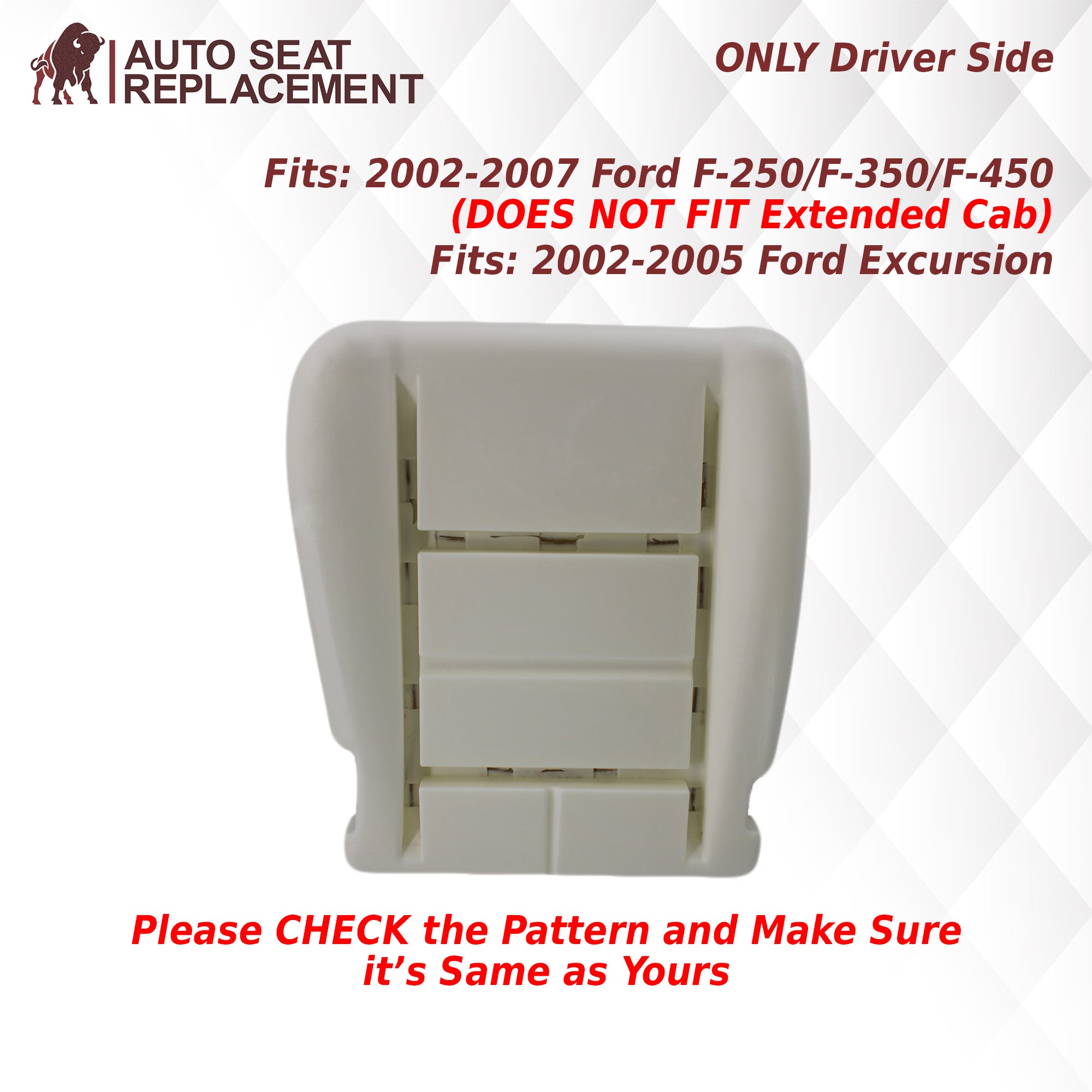 2002-2010 Ford F250 F350 Lariat & Ford Excursion Replacement Seat Cushion Foam - Driver or Passenger Bottom - Perfect for Car Interior Repair & Comfort Upgrade