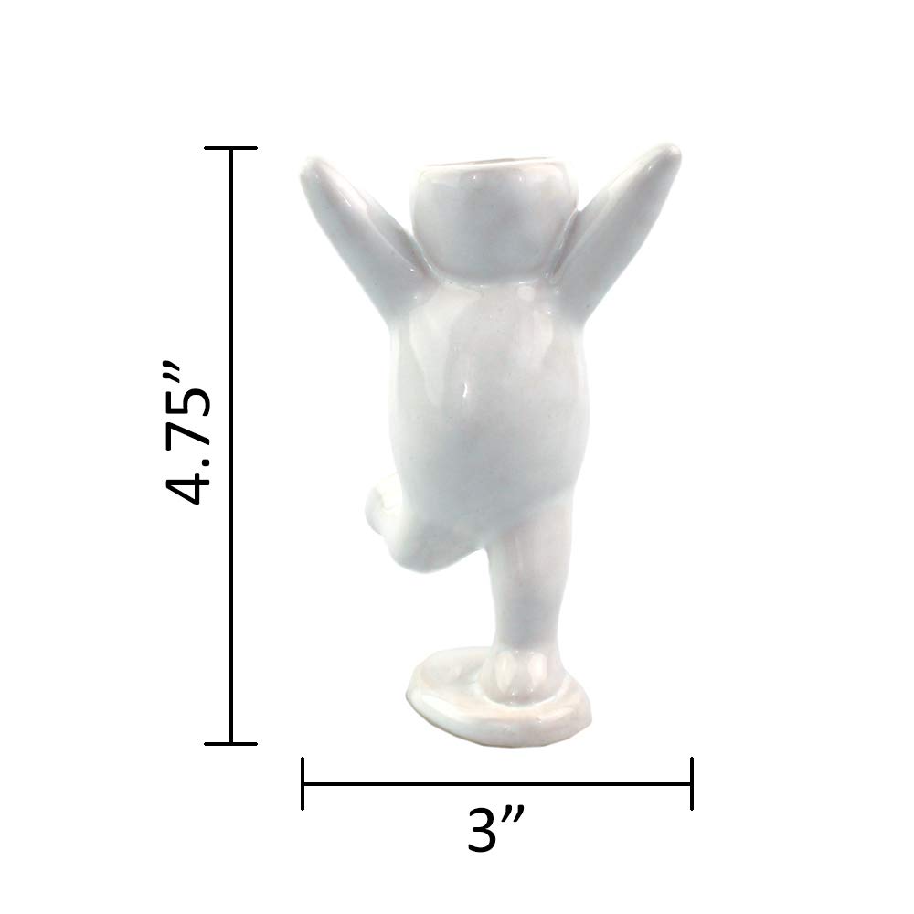Happy Person Shaped Ceramic Planter (3.25 Inch) with Live Tillandsia Air Plant - White Indoor Air Plant Holder for Home, Office Desk & Shelf Decor - Perfect for Gifts, Zen Gardens & Boho Home Decor