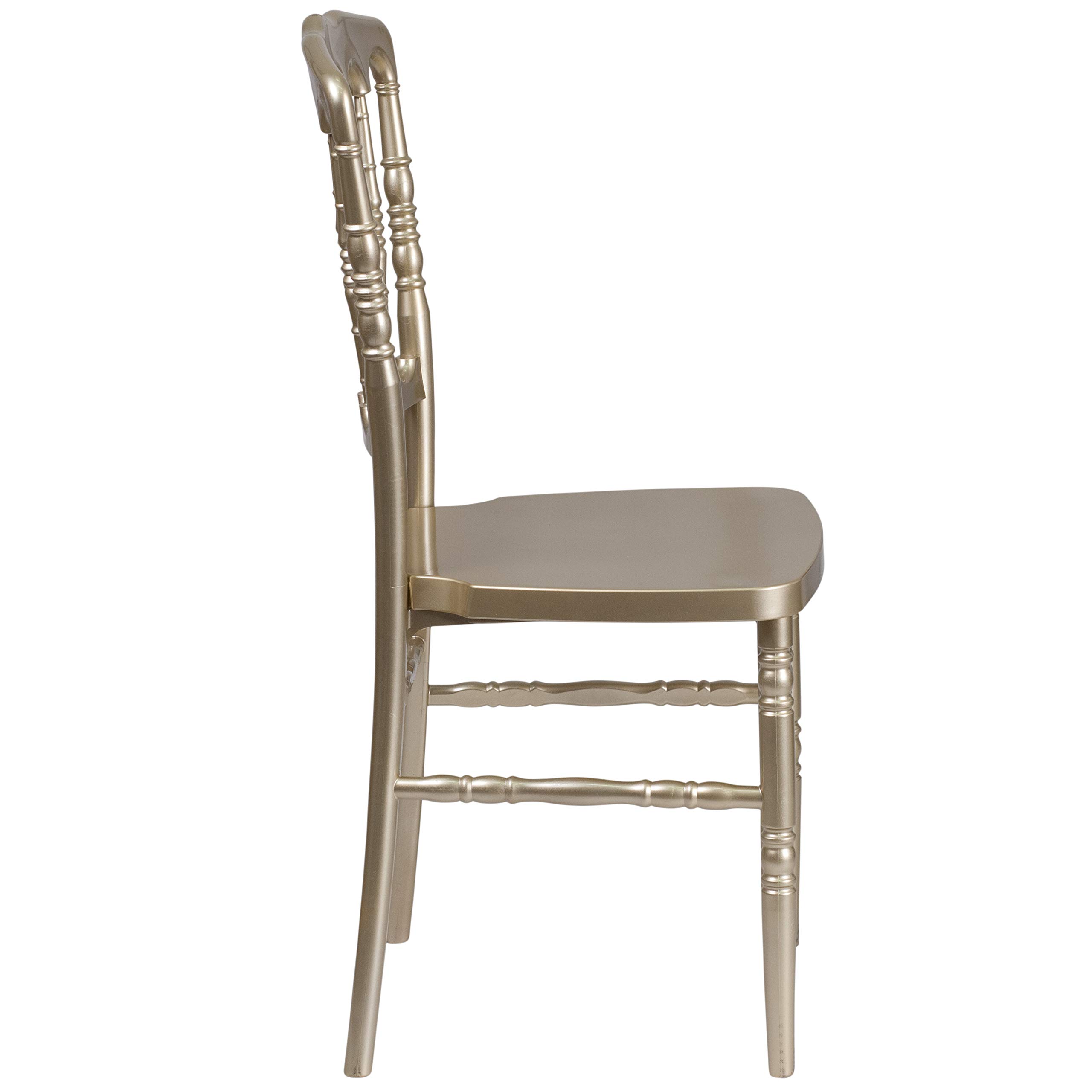 2 Pack Gold Resin Stacking Napoleon Chairs - Elegant Banquet & Event Furniture for Weddings, Parties, and Outdoor Gatherings