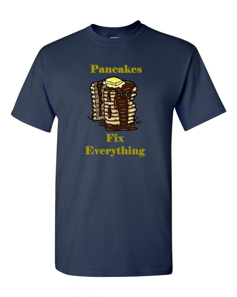 Pancakes Fix Everything Funny Adult T-Shirt - Comfortable Cotton Tee for Casual Wear, Gifts & Breakfast Lovers