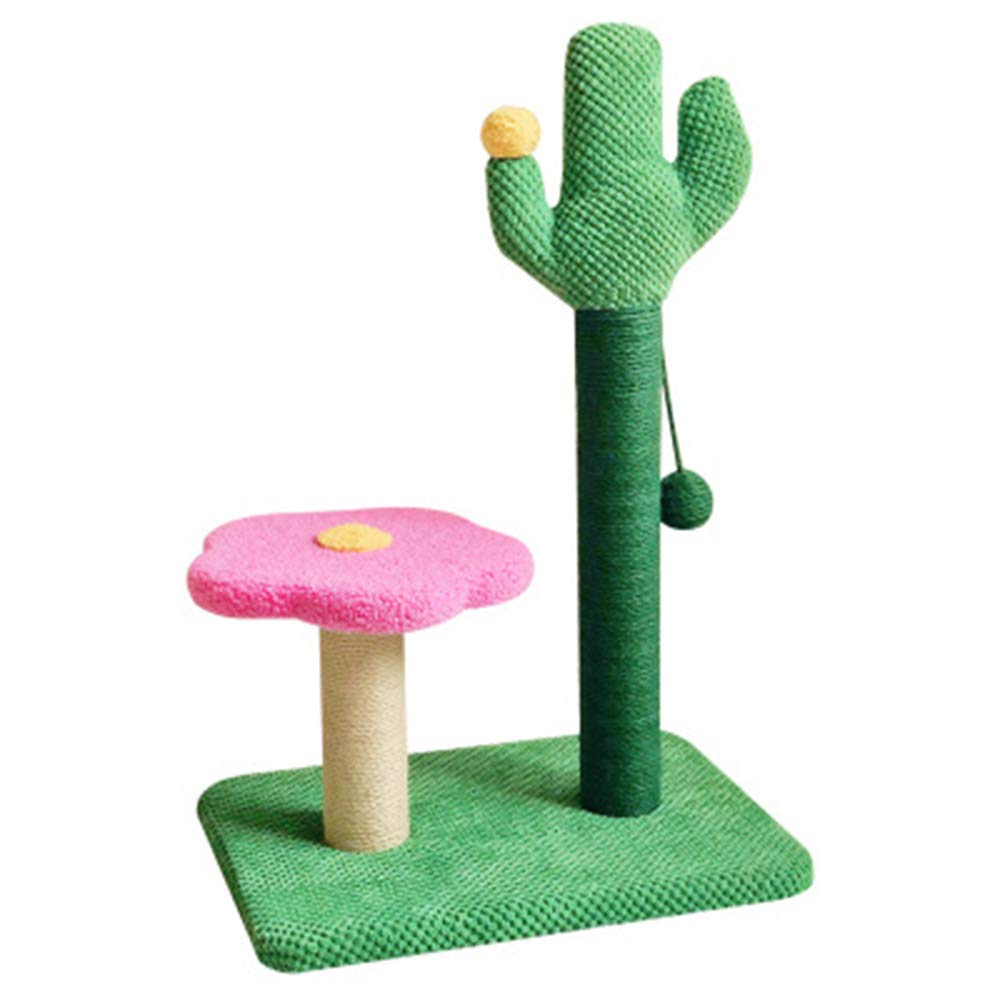 Cactus Cat Scratching Post with Dangling Ball - Flower Shaped Cat Tree & Climbing Activity Platform for Kittens and Small Cats | Pet Supplies for Indoor Play and Exercise