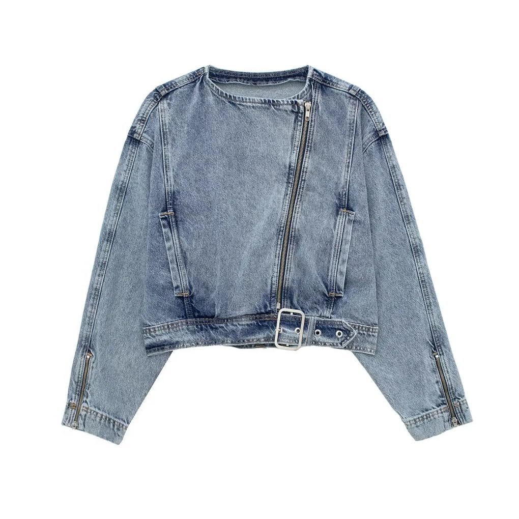 Women's Blue Denim 3-Piece Set - Long Sleeve Jacket, Vest & Flare Shorts | 2024 Vintage Jeans Outfit | Casual Streetwear, Spring Fashion, Weekend Brunch Outfit