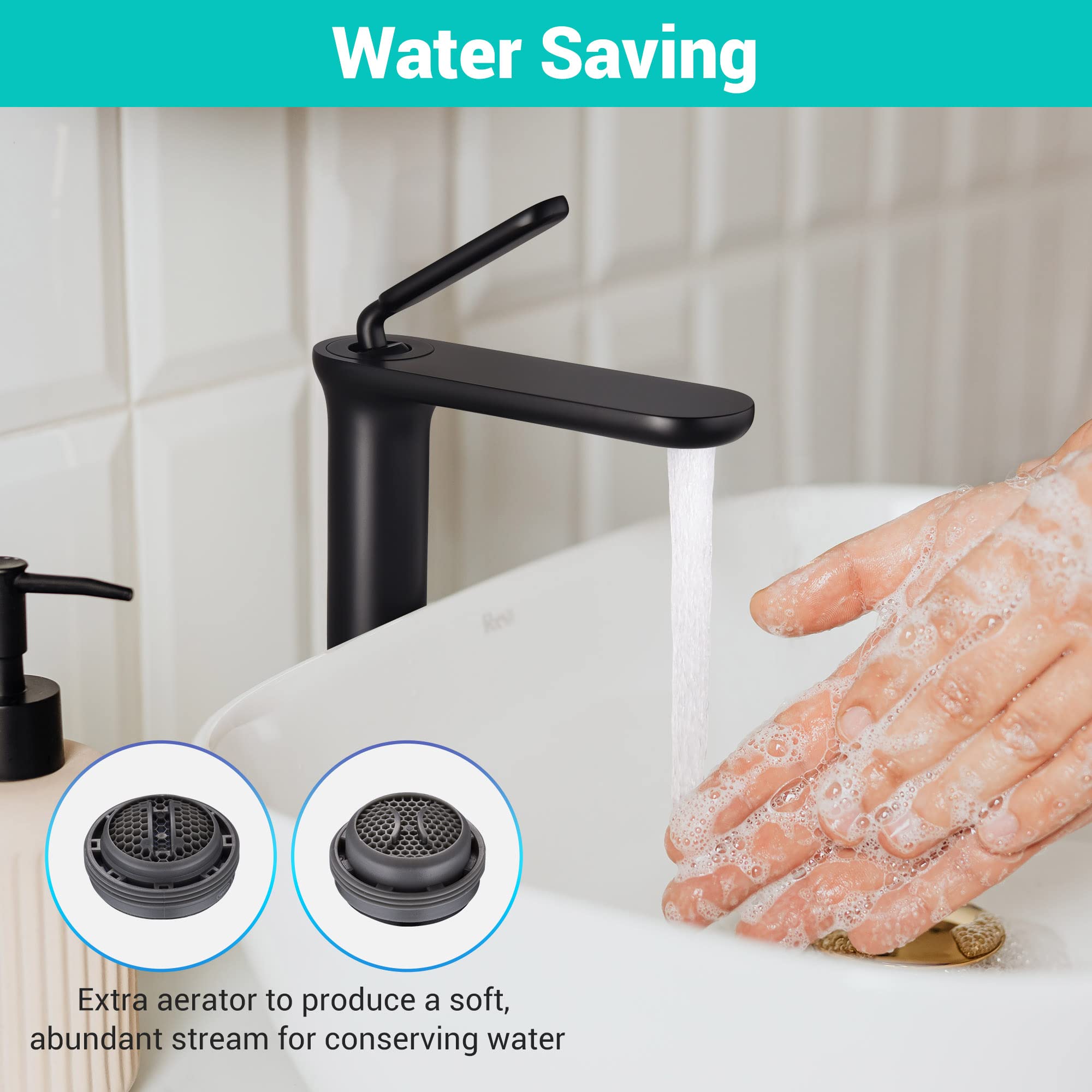 Aquaterior Matte Black Single Handle Bathroom Vessel Sink Faucet - NSF/ANSI 61 Certified, Non-Lead Commercial Faucet for RV, Lavatory & Vanity Sinks - Perfect for Modern Homes, Hotels & Restrooms