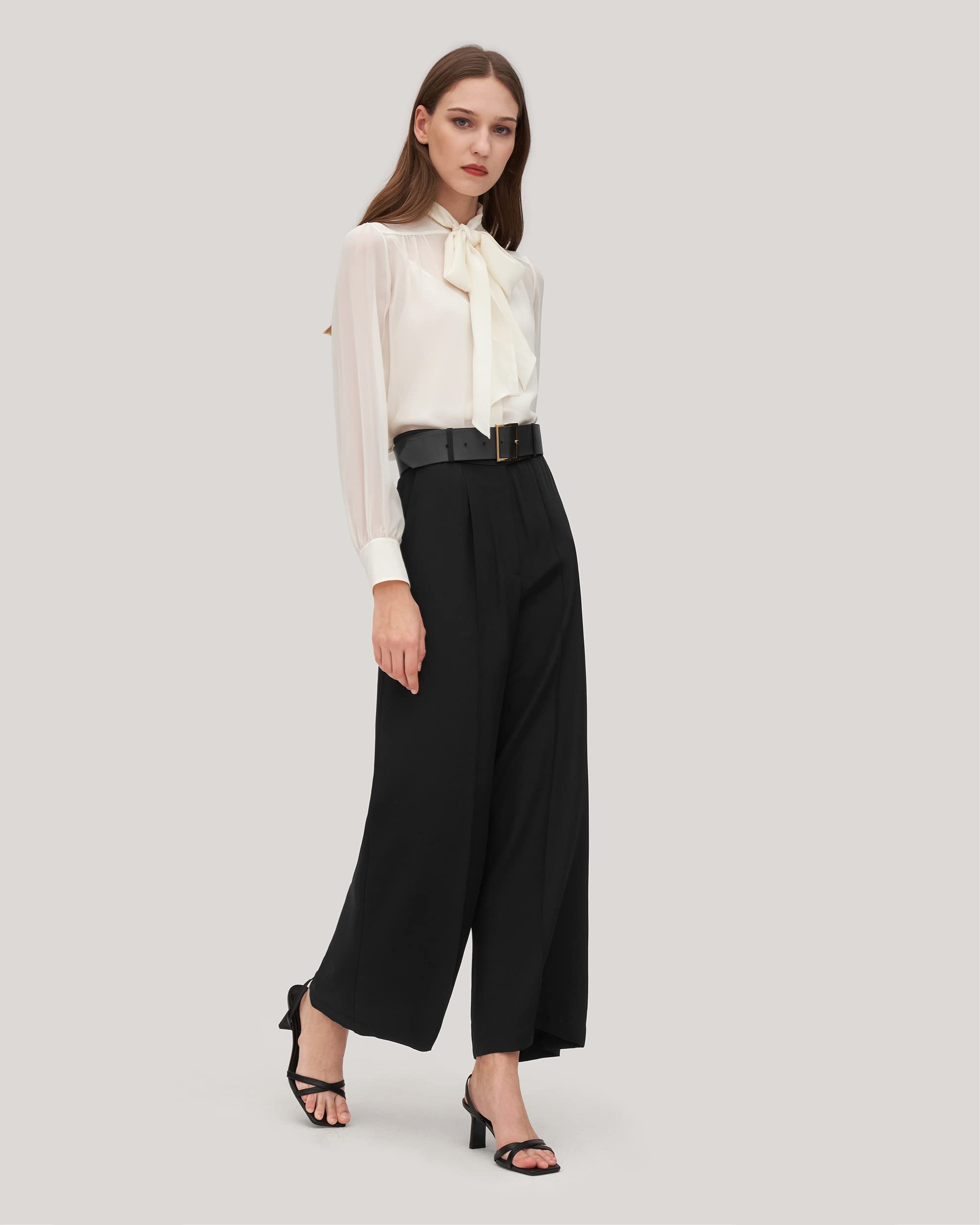 LilySilk 100% 30 Momme Heavy Silk Pants for Women - Wide Leg Casual Trousers, Lightweight & Versatile Lounge Pants for Work, Travel & Home Comfort