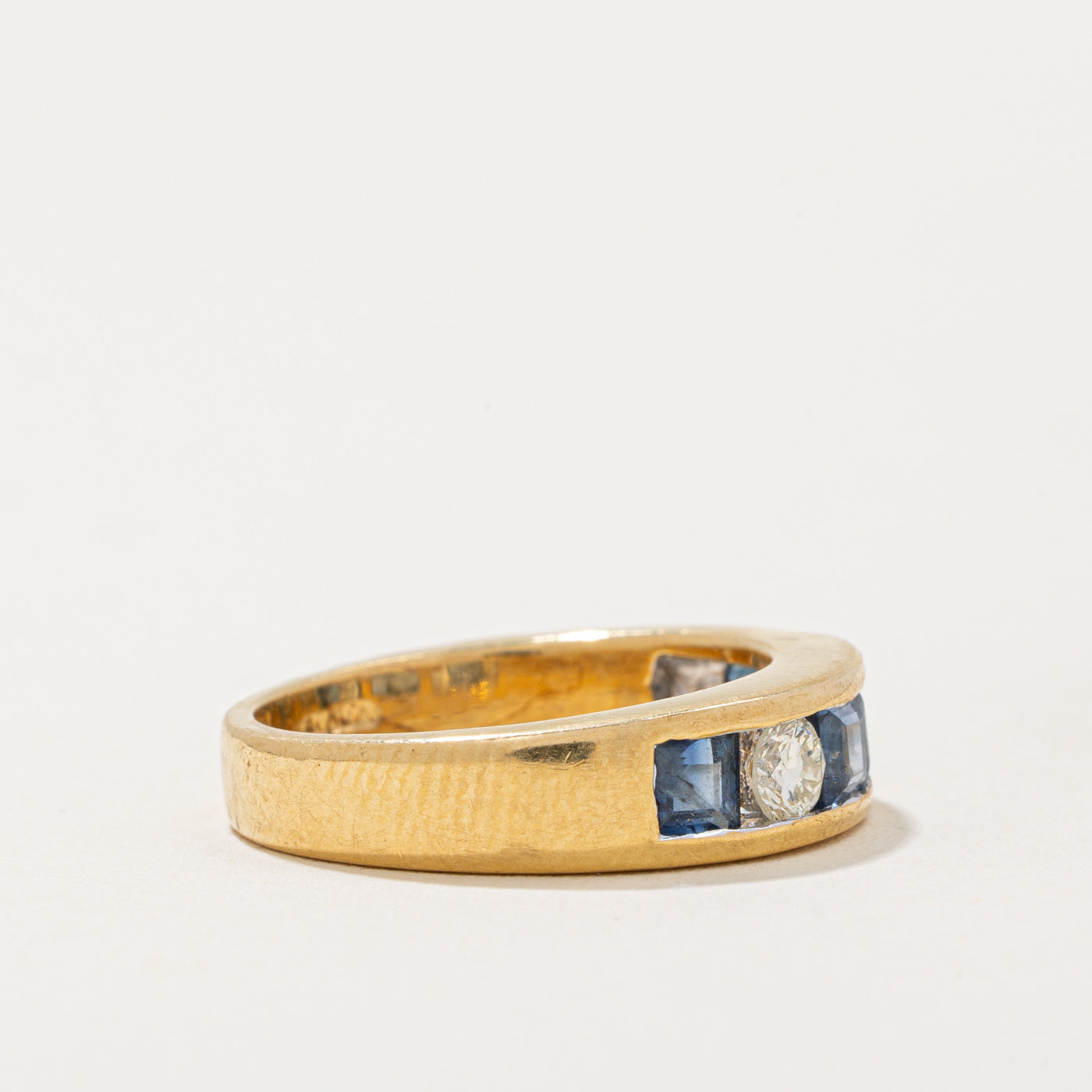 Channel Set Sapphire & Diamond Ring - 0.88ctw Total Weight, 0.26ctw Diamonds - Size 5 - Perfect for Engagement, Anniversary & Special Occasion Gifts