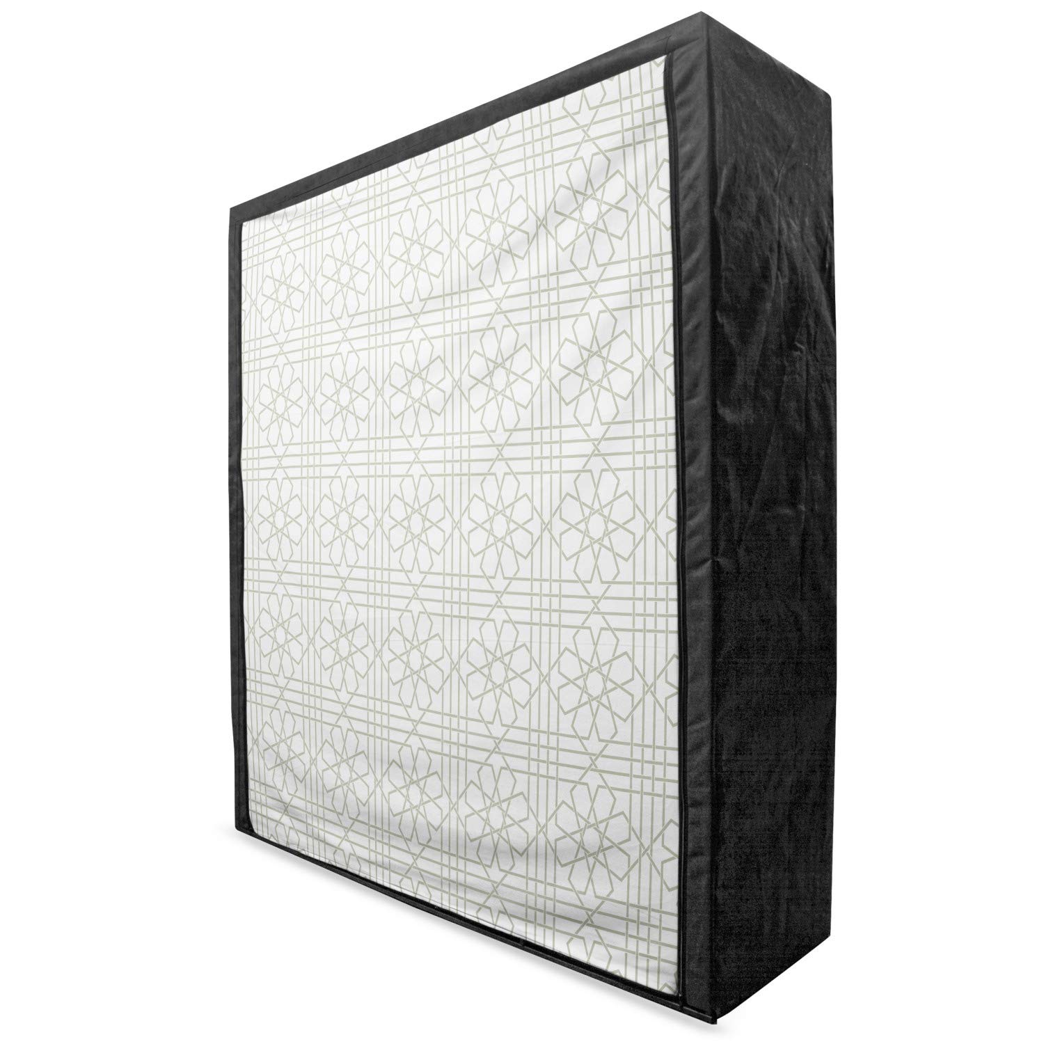 Ambesonne Grey Portable Fabric Wardrobe with Moroccan Floral Mosaic Tile Pattern - 59 Inch Clothing Organizer with Shelves for Bedroom, Closet & Dorm Storage | Space Saving Wardrobe Cabinet for Home & Apartment