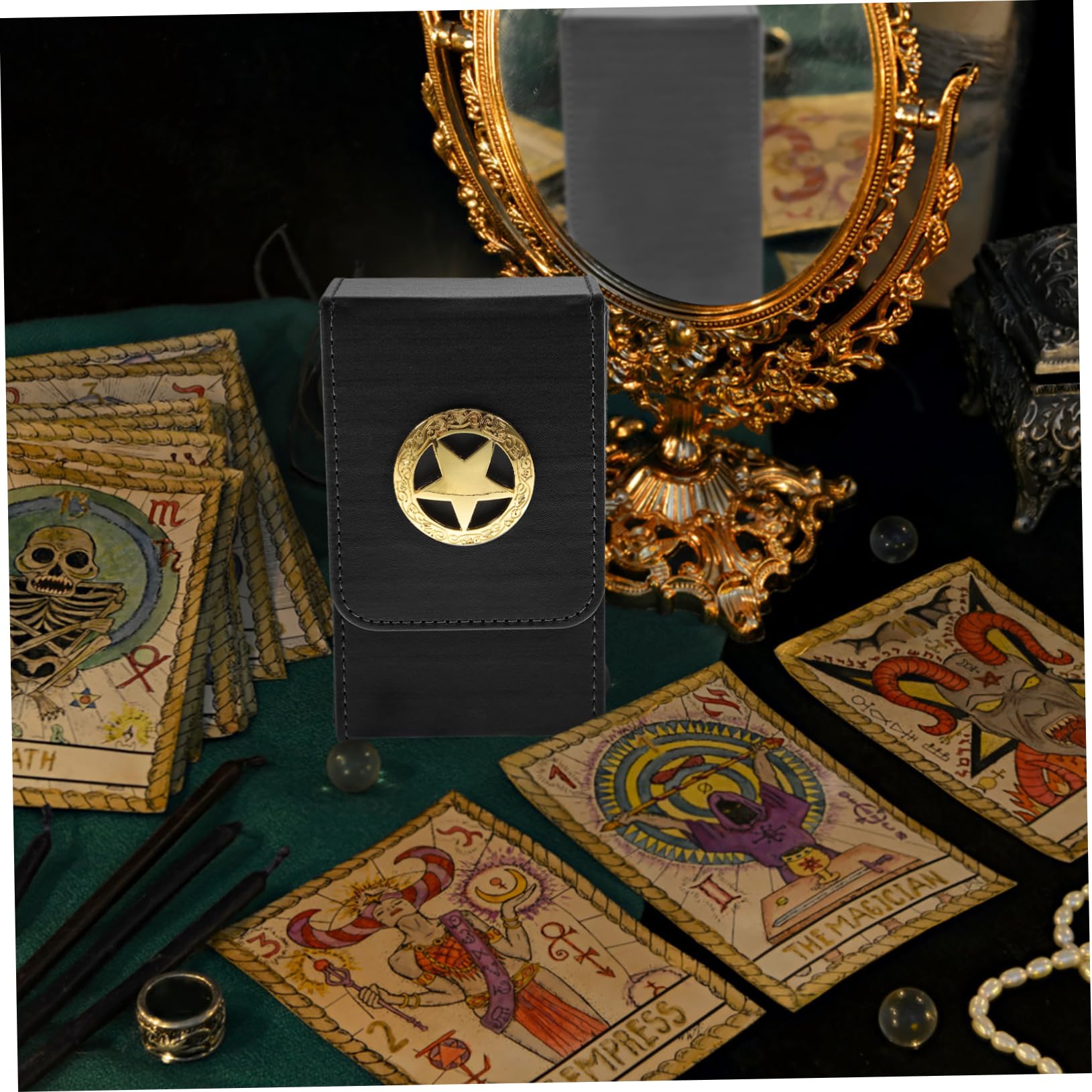 Premium Tarot Card Storage Box - PU Leather Game Card Holder for Tarot, Poker & Collectible Cards - Organize & Protect Your Deck - Perfect for Divination, Gaming & Collectibles