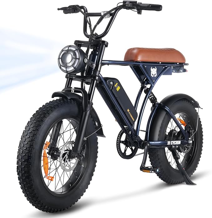 Cycrown CycRun Vintage Moped Electric Bike - 750W Motor, 374Wh Removable Battery, 20 MPH Speed, 38 Mile Range - Perfect for Urban Commuting & Leisure Rides