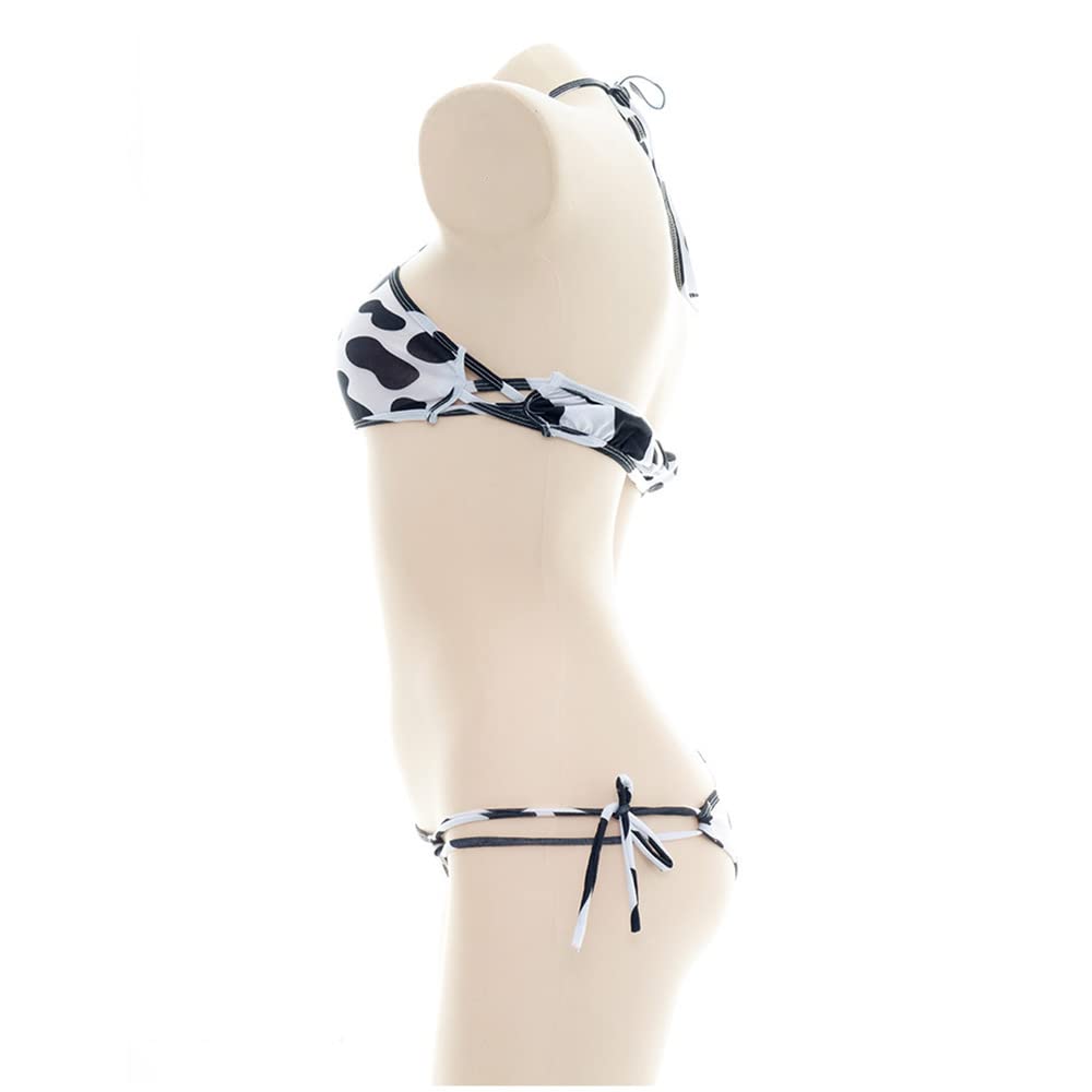 Sexy Japanese Maid Cosplay Costume for Women - Cute Cow Stockings & Pajama Set - Perfect for Halloween, Cosplay Parties, and Anime Conventions